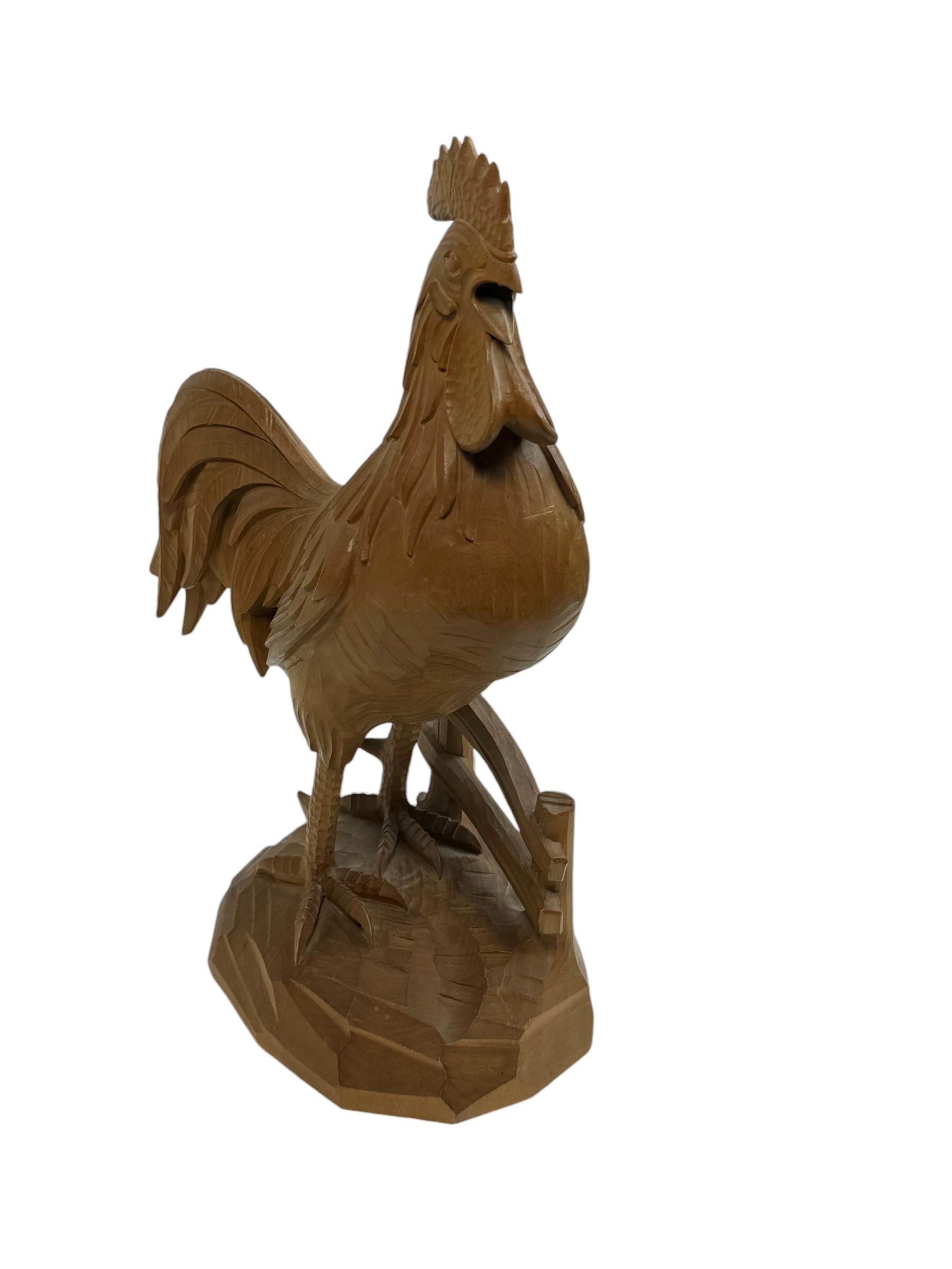 Monumental Black Forest Rooster Statue wood carved, Germany Nuremberg For Sale 7