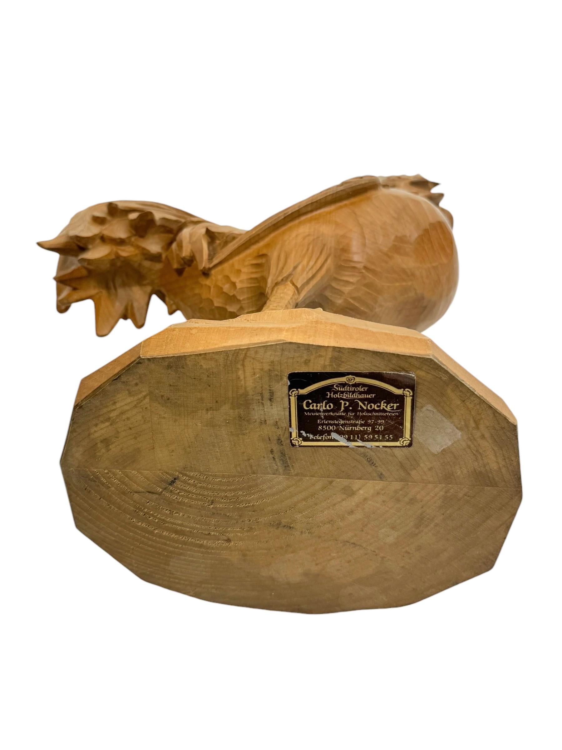 Monumental Black Forest Rooster Statue wood carved, Germany Nuremberg For Sale 8