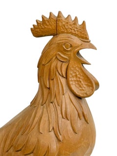 Monumental Black Forest Rooster Statue wood carved, Germany Nuremberg