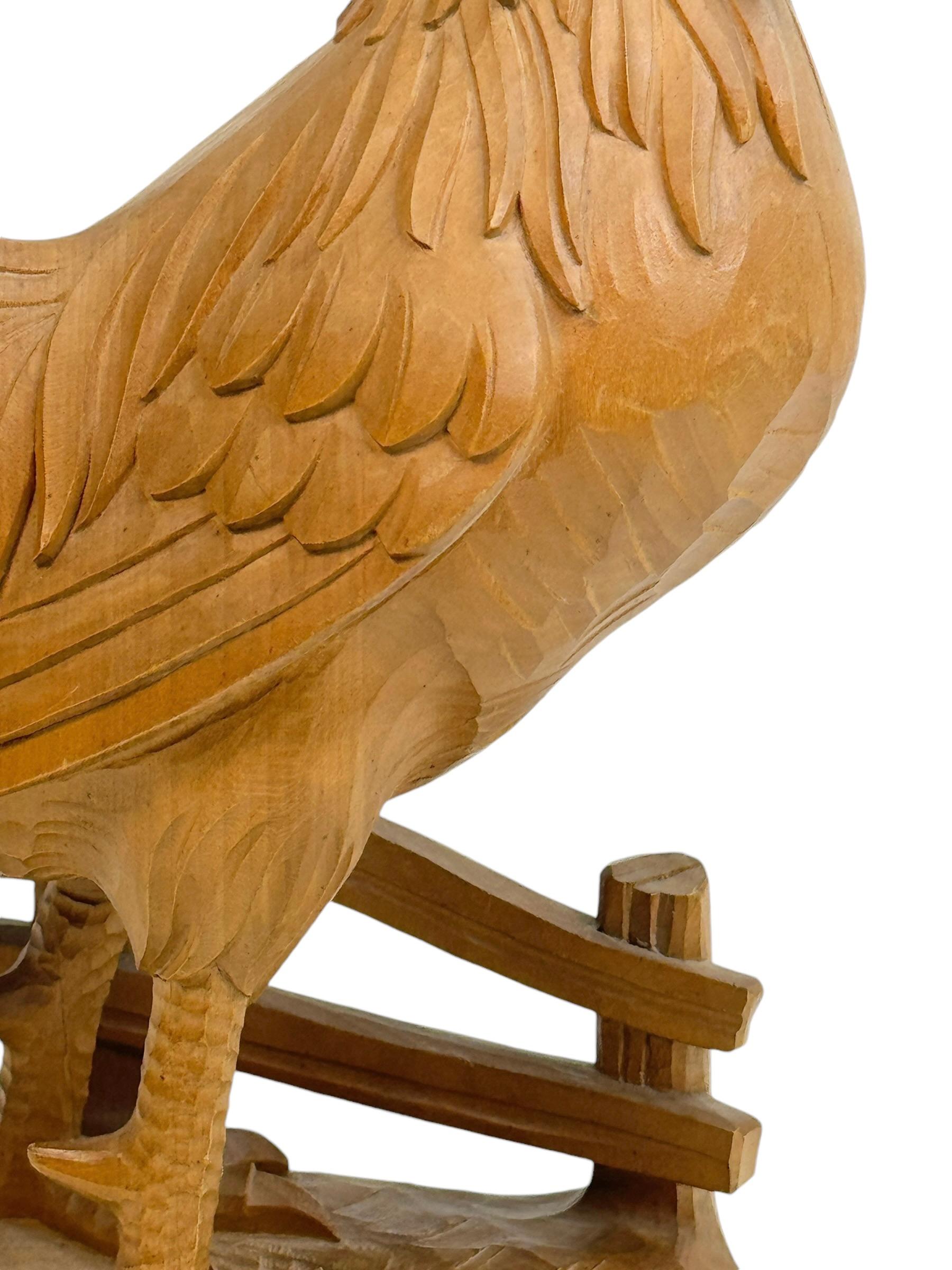 Austrian Monumental Black Forest Rooster Statue wood carved, Germany Nuremberg For Sale