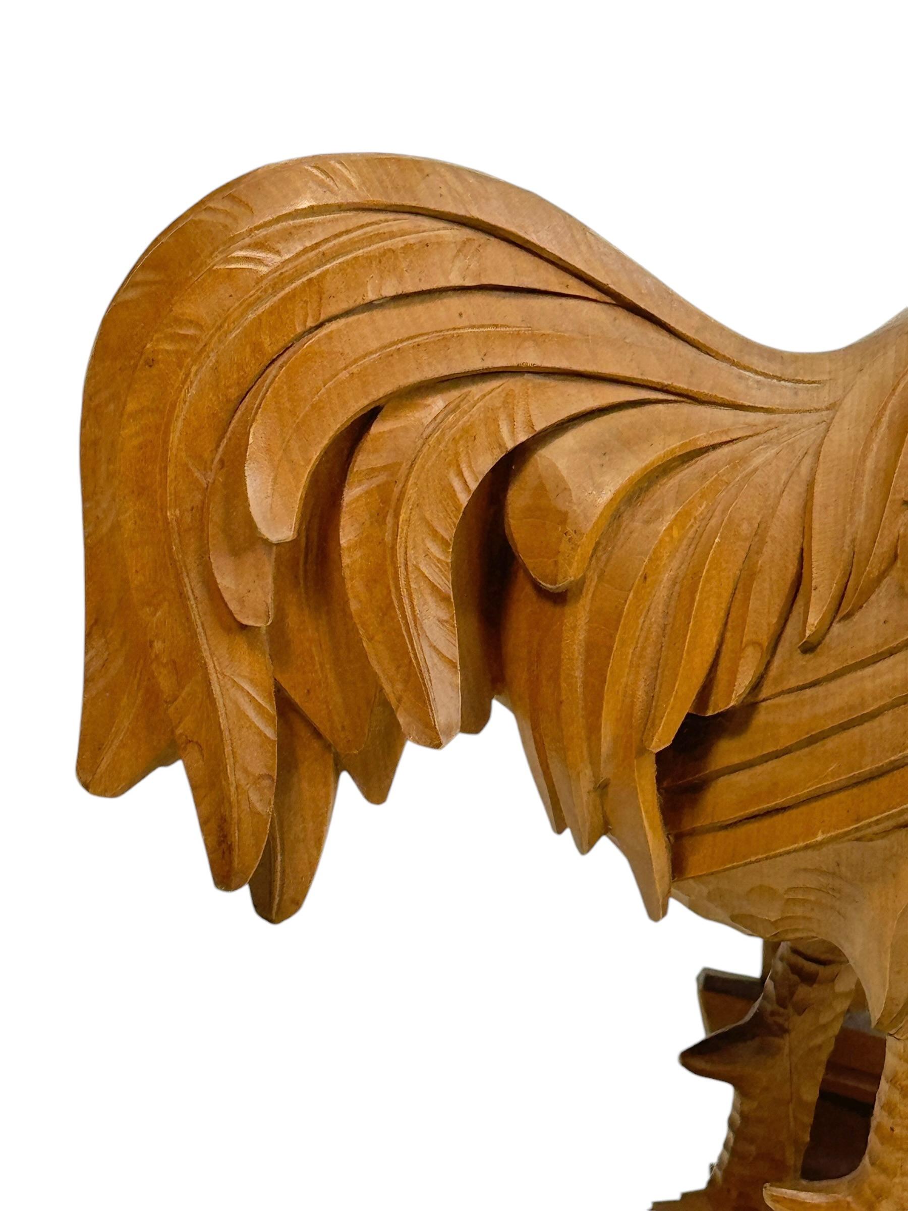 Hand-Carved Monumental Black Forest Rooster Statue wood carved, Germany Nuremberg For Sale