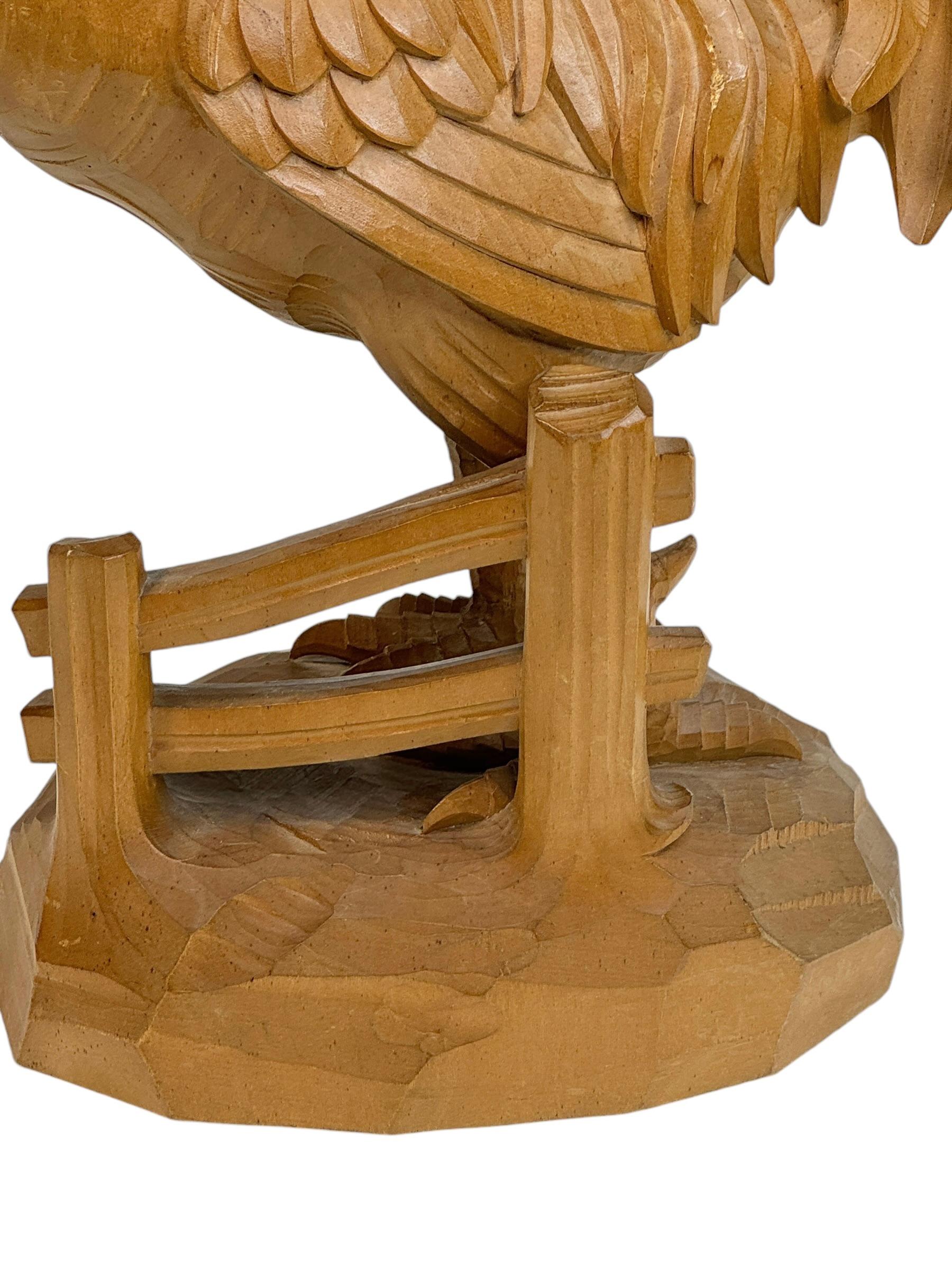 Monumental Black Forest Rooster Statue wood carved, Germany Nuremberg For Sale 1