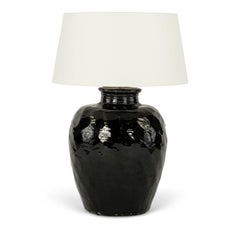 Monumental Black Glazed Vase Lamp