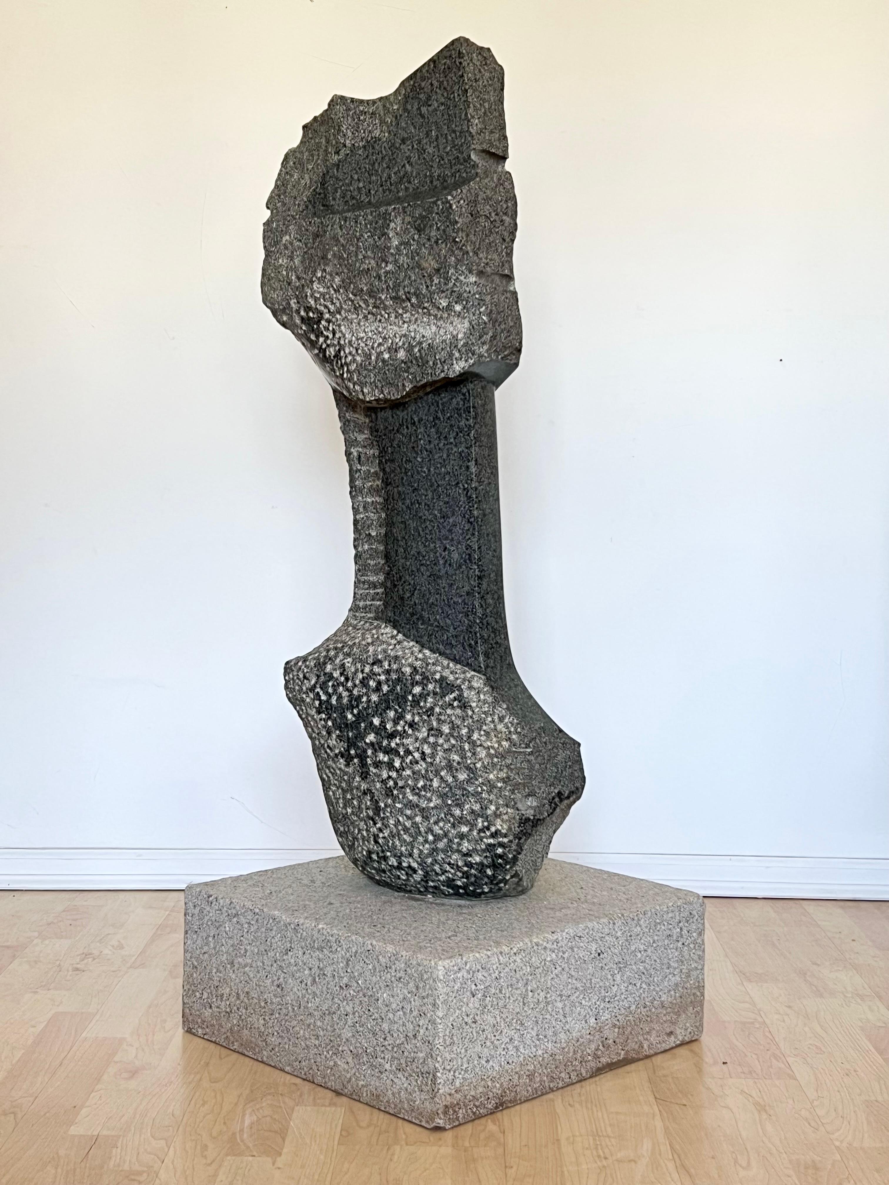 Modern Monumental Black Granite Abstract Sculpture in the style of Noguchi