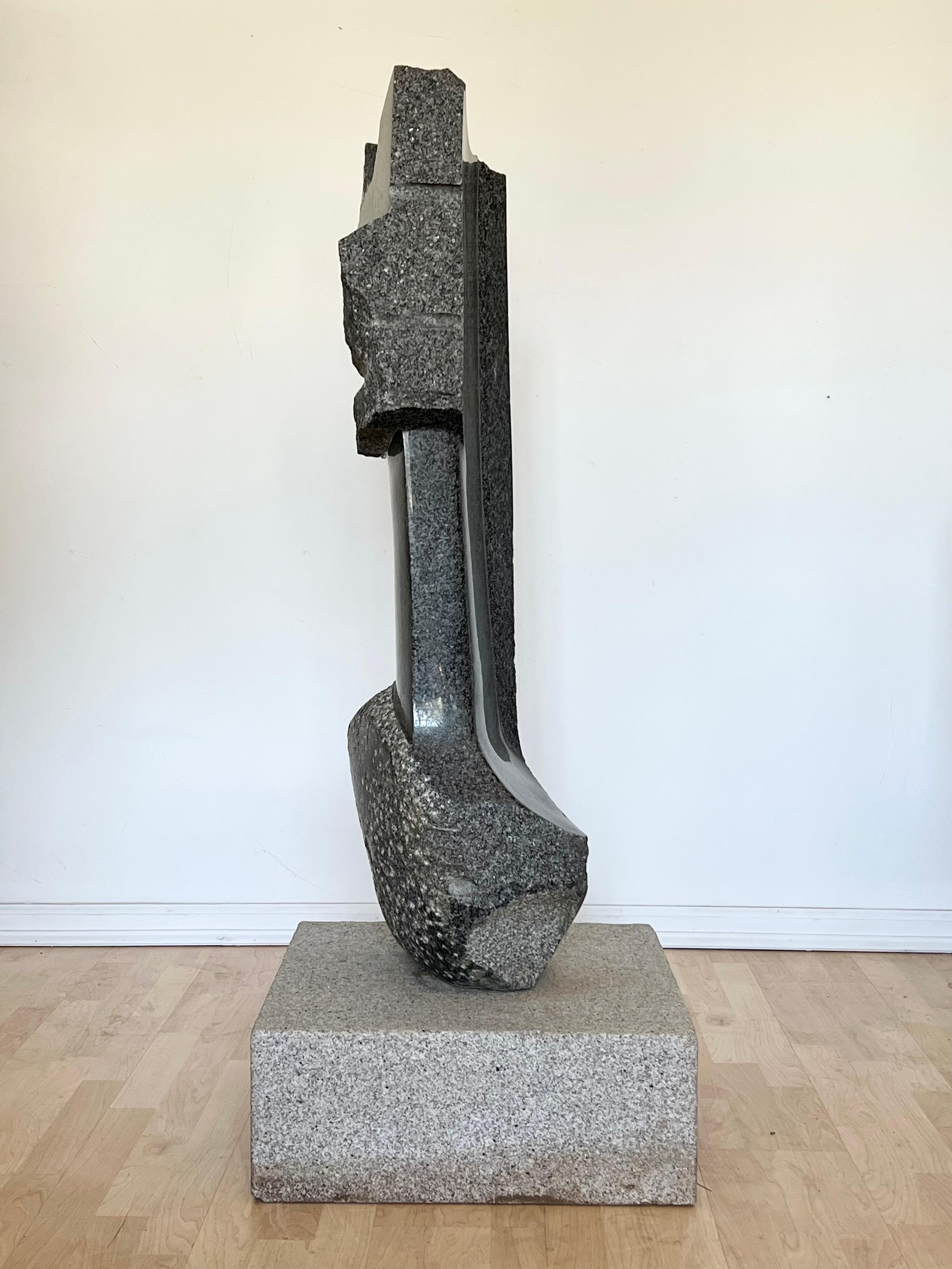 American Monumental Black Granite Abstract Sculpture in the style of Noguchi