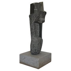 Monumental Black Granite Abstract Sculpture in the style of Noguchi