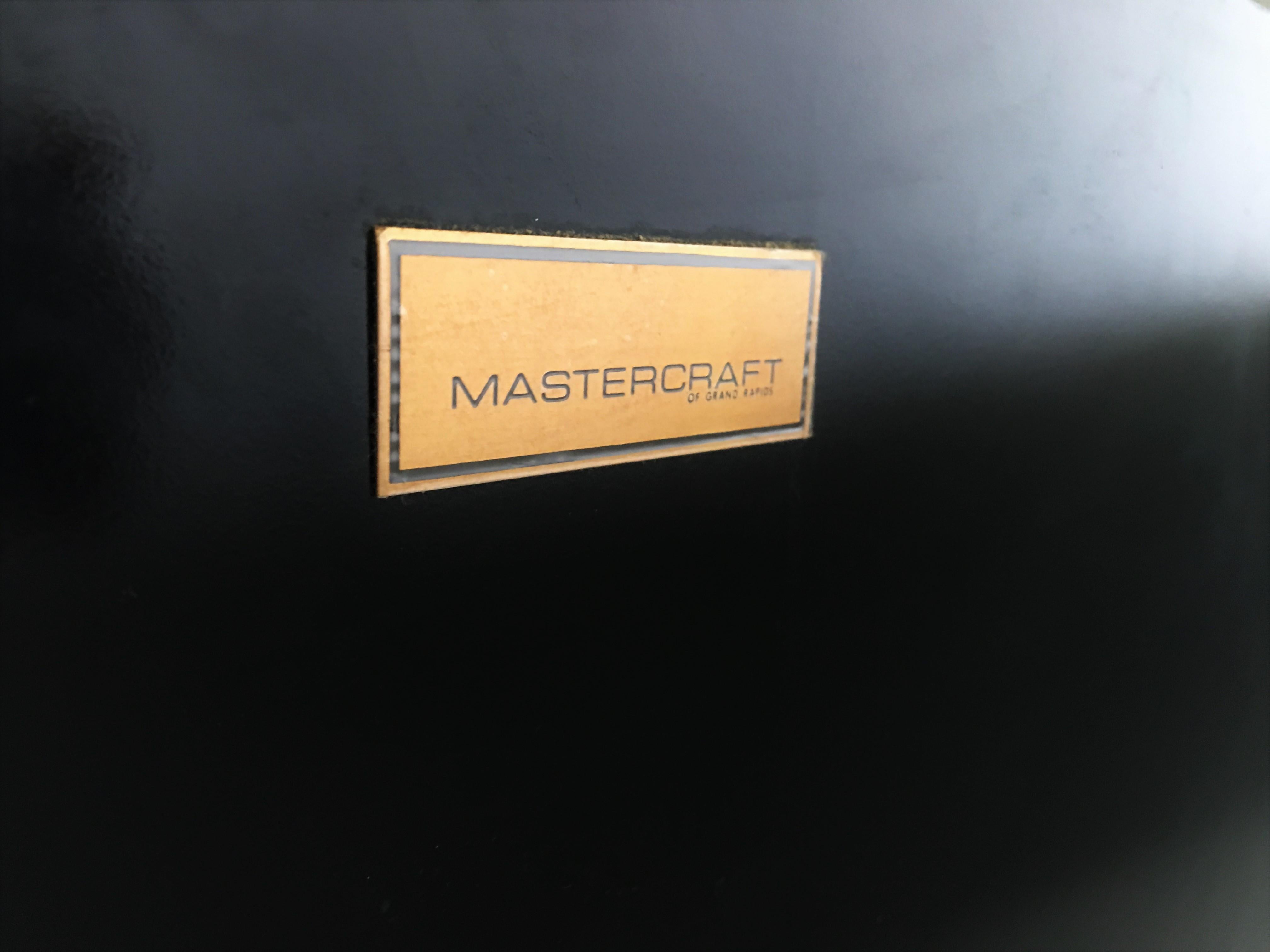 Monumental Black Lacquer and Brass Credenza by Mastercraft 3