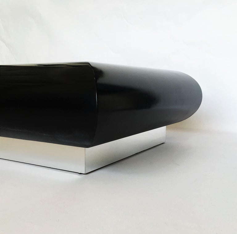 Mid-Century Modern Monumental Black Lacquered Low Table by Directional For Sale
