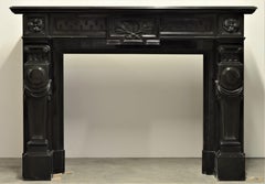 Monumental Black Marble Louis XVI Fireplace Mantel