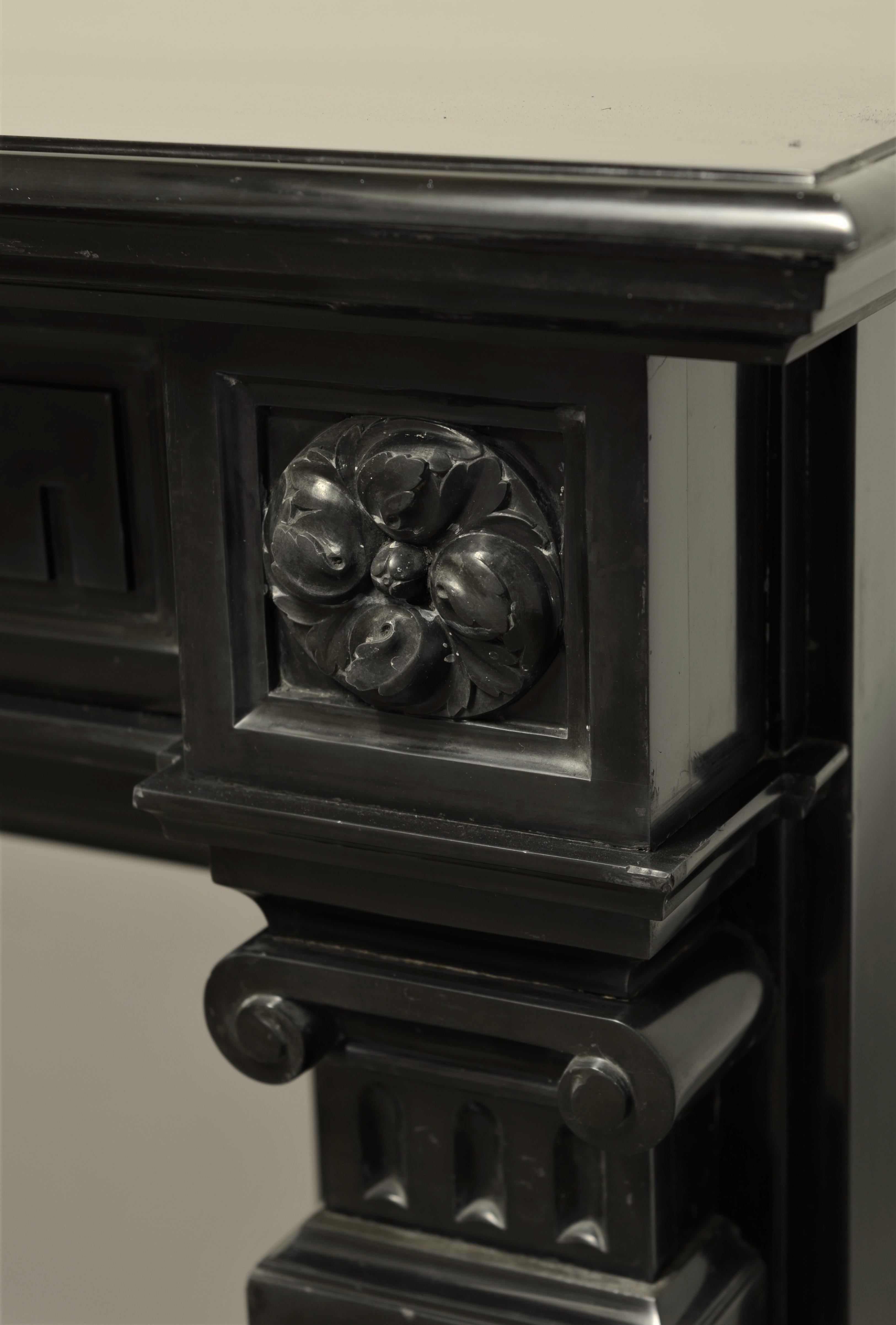 French Monumental Black Marble Louis XVI Fireplace Mantel For Sale