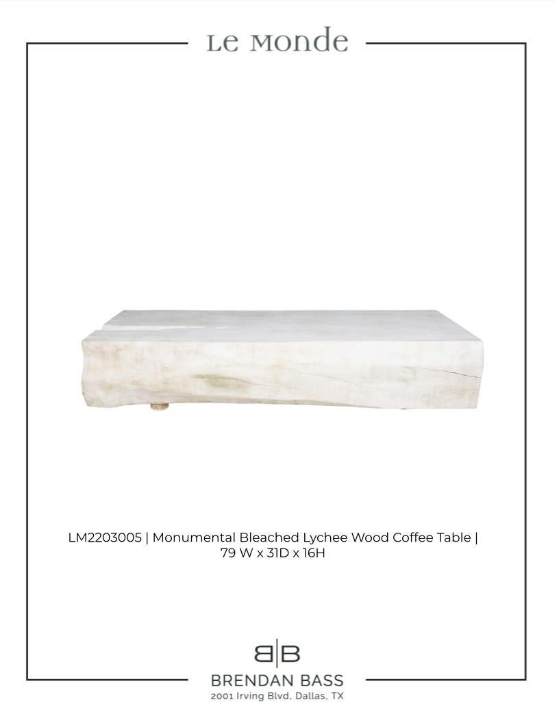 Monumental Bleached Lychee Wood Coffee Table For Sale 2