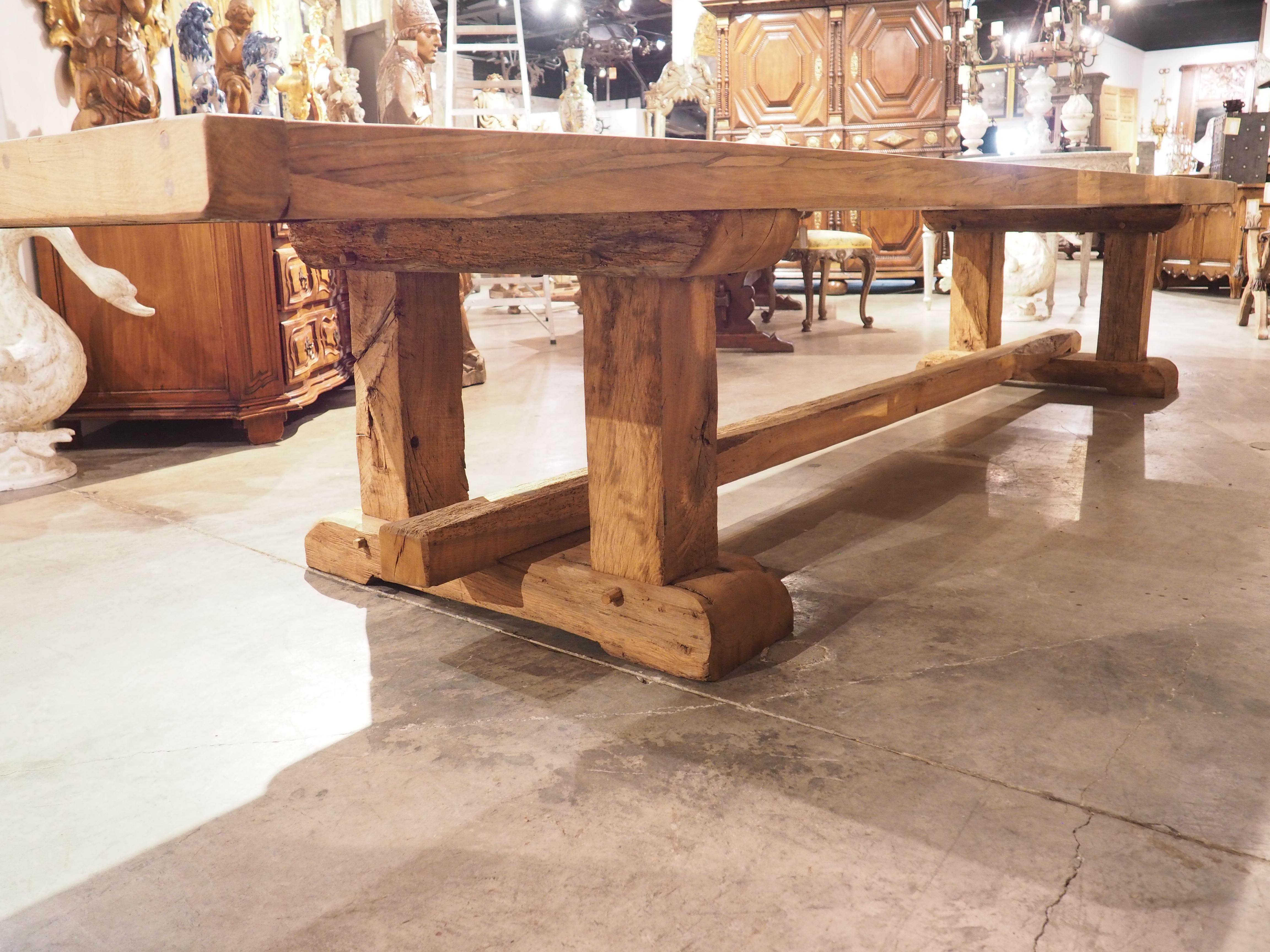 Monumental Bleached Oak Dining Table from France, Early to Mid 1900s 5