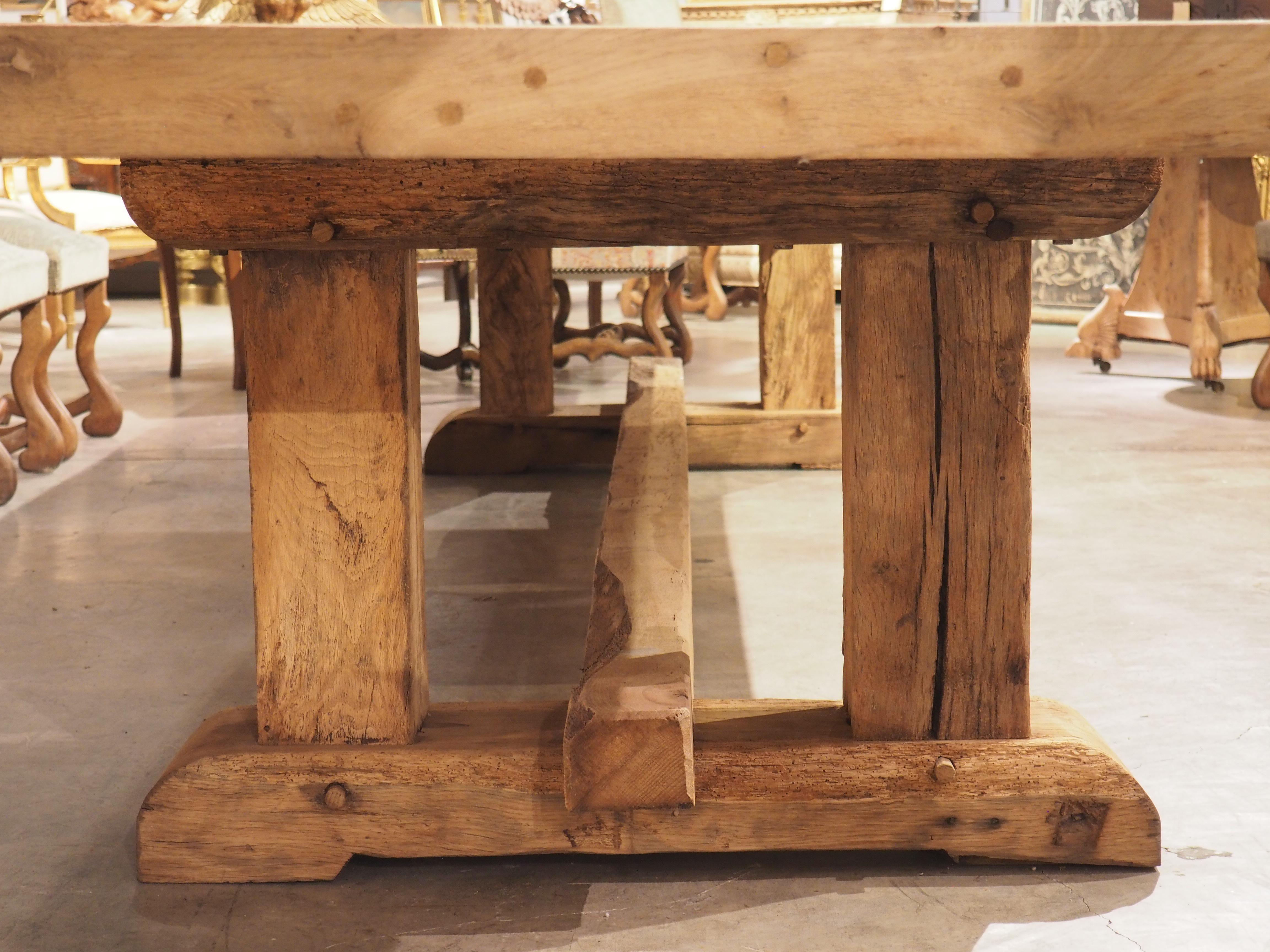 Monumental Bleached Oak Dining Table from France, Early to Mid 1900s 7