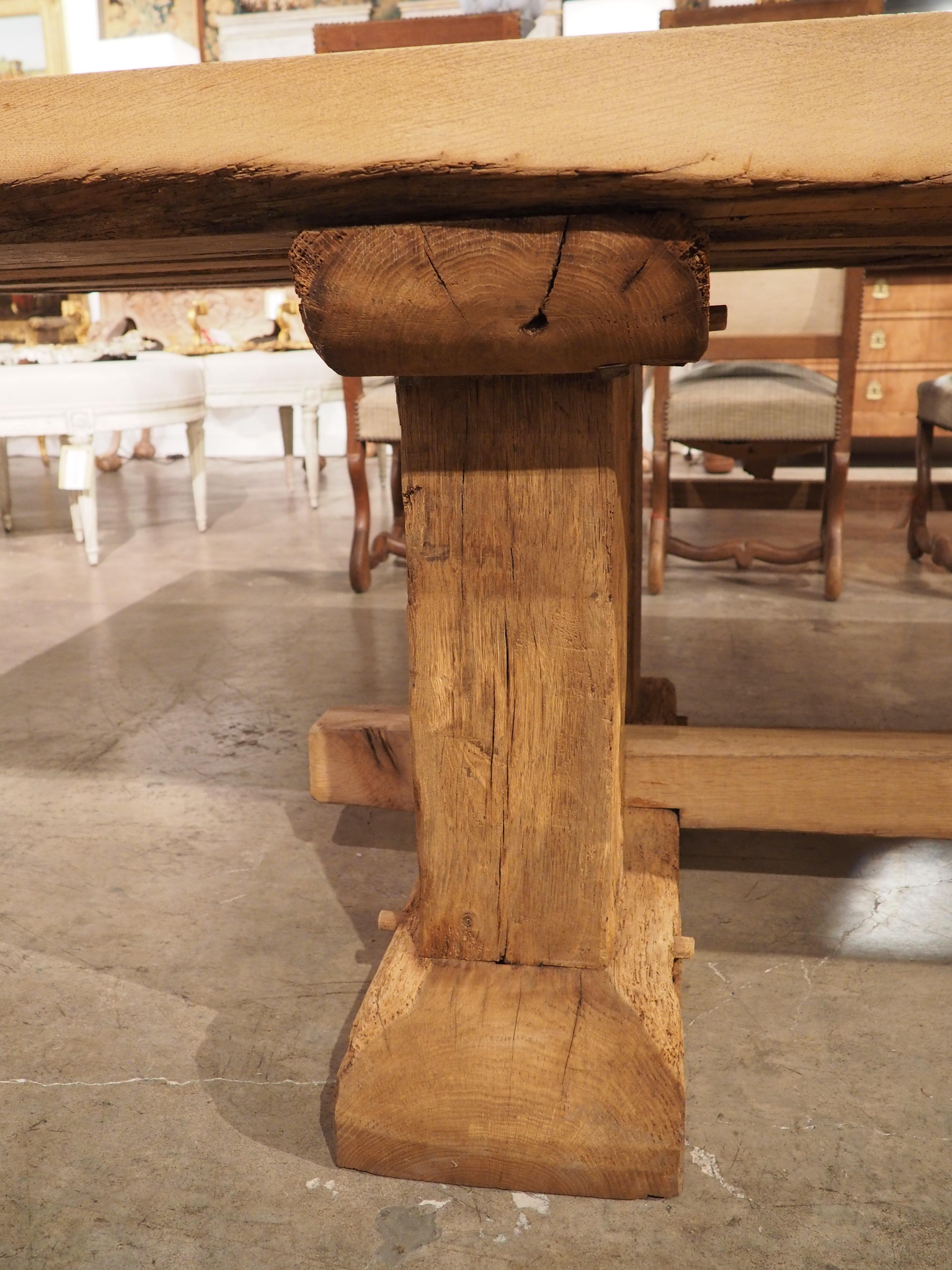 Monumental Bleached Oak Dining Table from France, Early to Mid 1900s 10