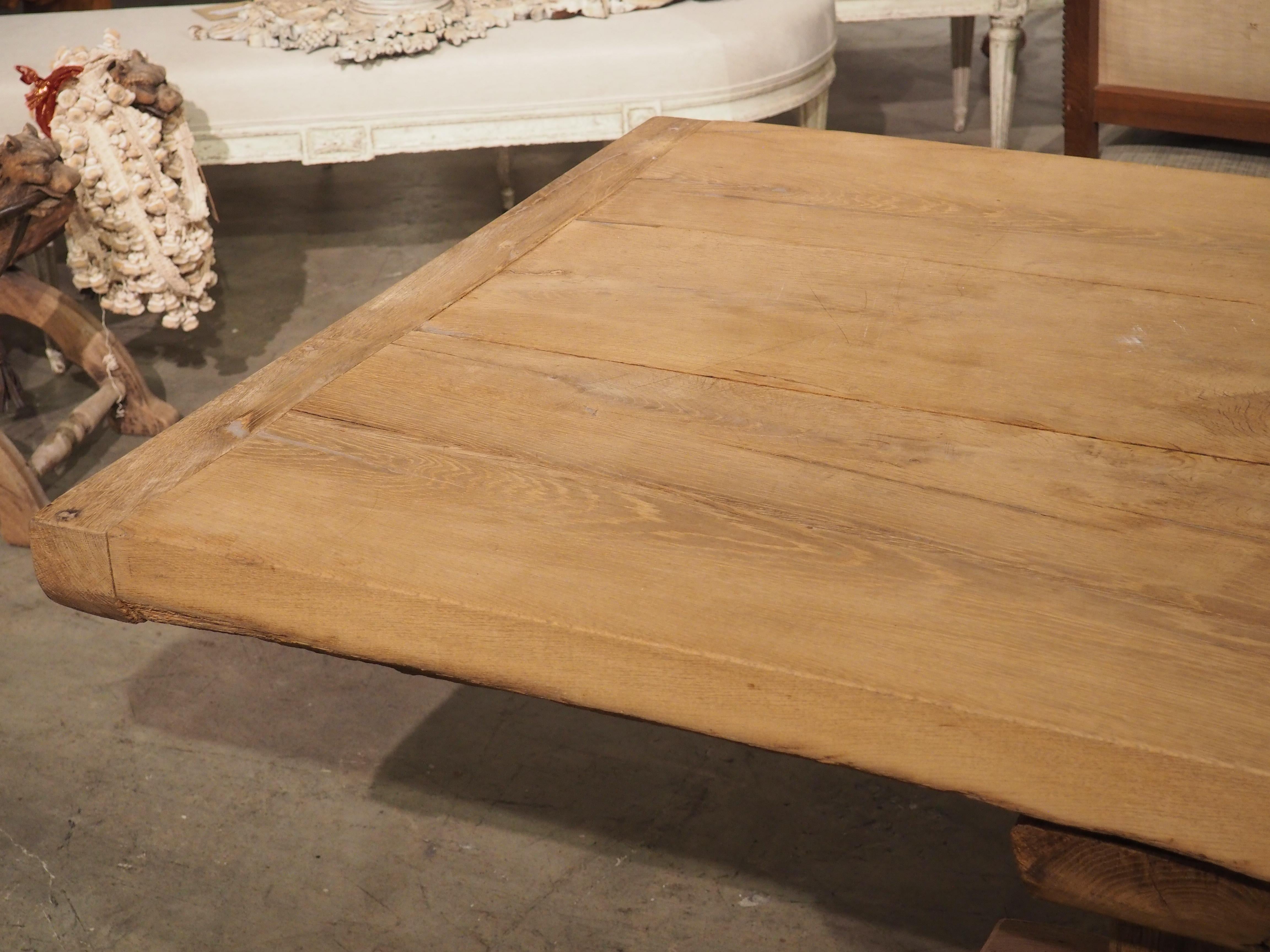 Monumental Bleached Oak Dining Table from France, Early to Mid 1900s 14