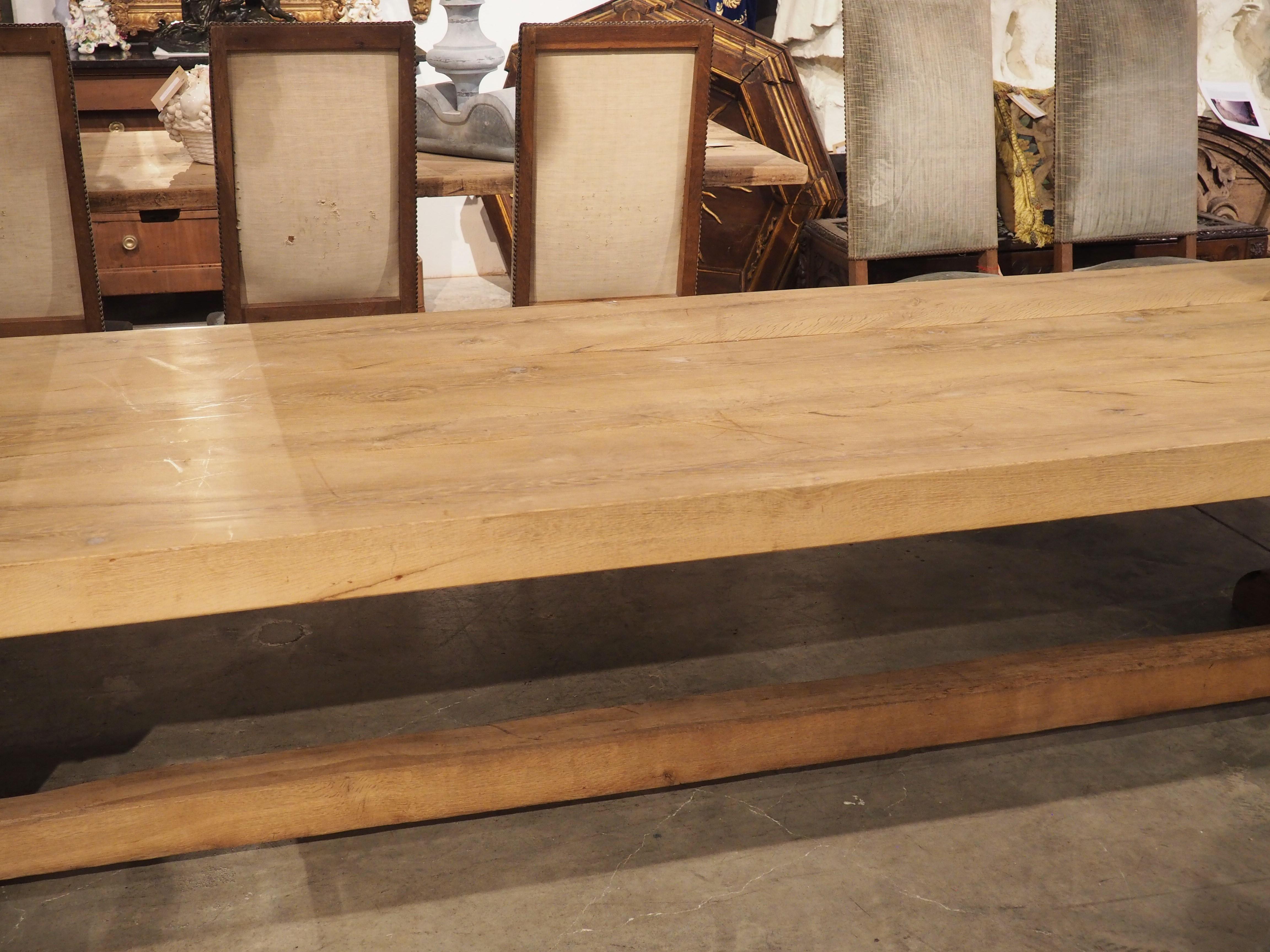 Monumental Bleached Oak Dining Table from France, Early to Mid 1900s In Good Condition In Dallas, TX