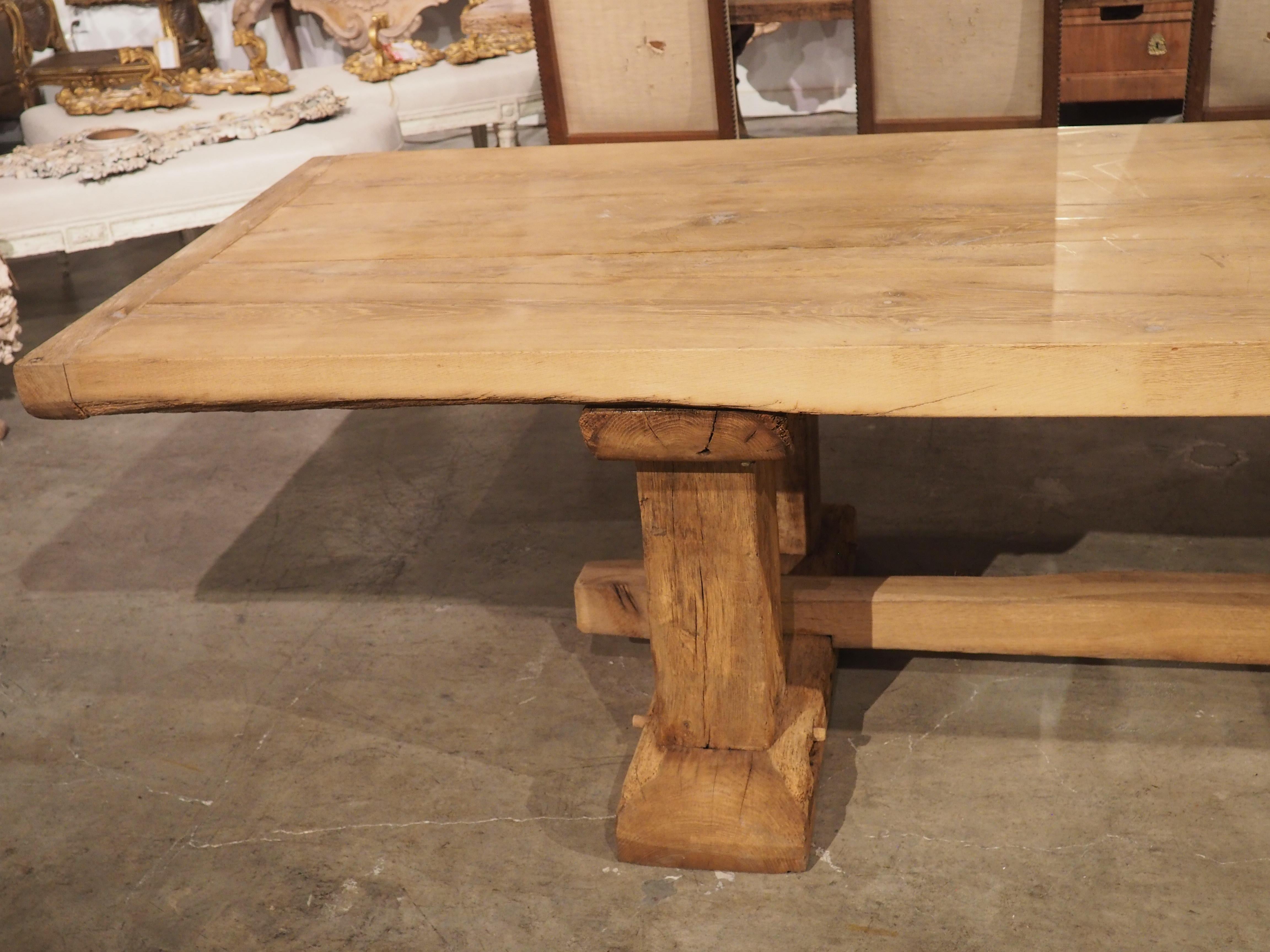 20th Century Monumental Bleached Oak Dining Table from France, Early to Mid 1900s