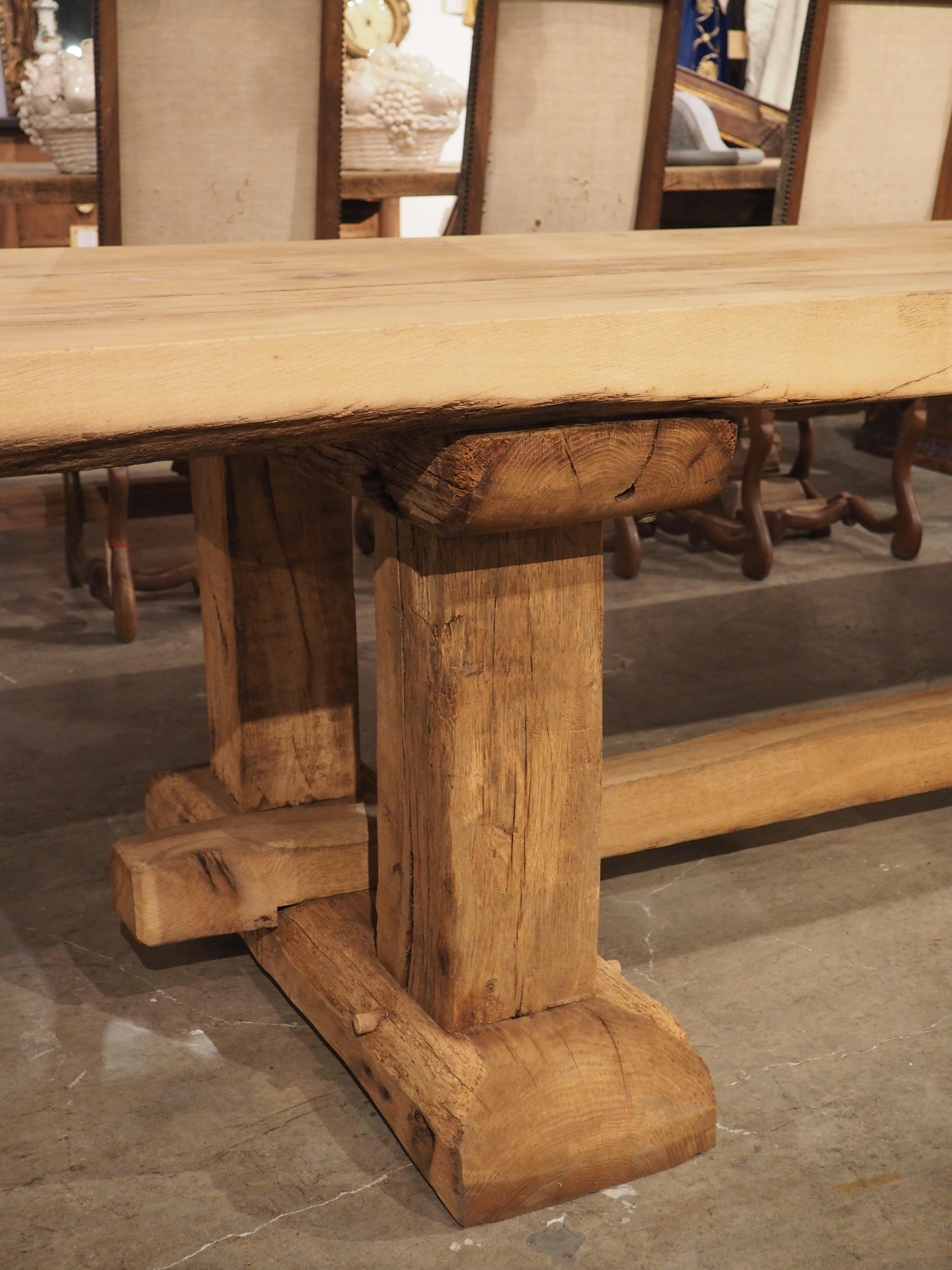 Monumental Bleached Oak Dining Table from France, Early to Mid 1900s 2
