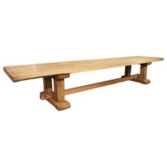 Antique Monumental Bleached Oak Dining Table from France, Early to Mid 1900s