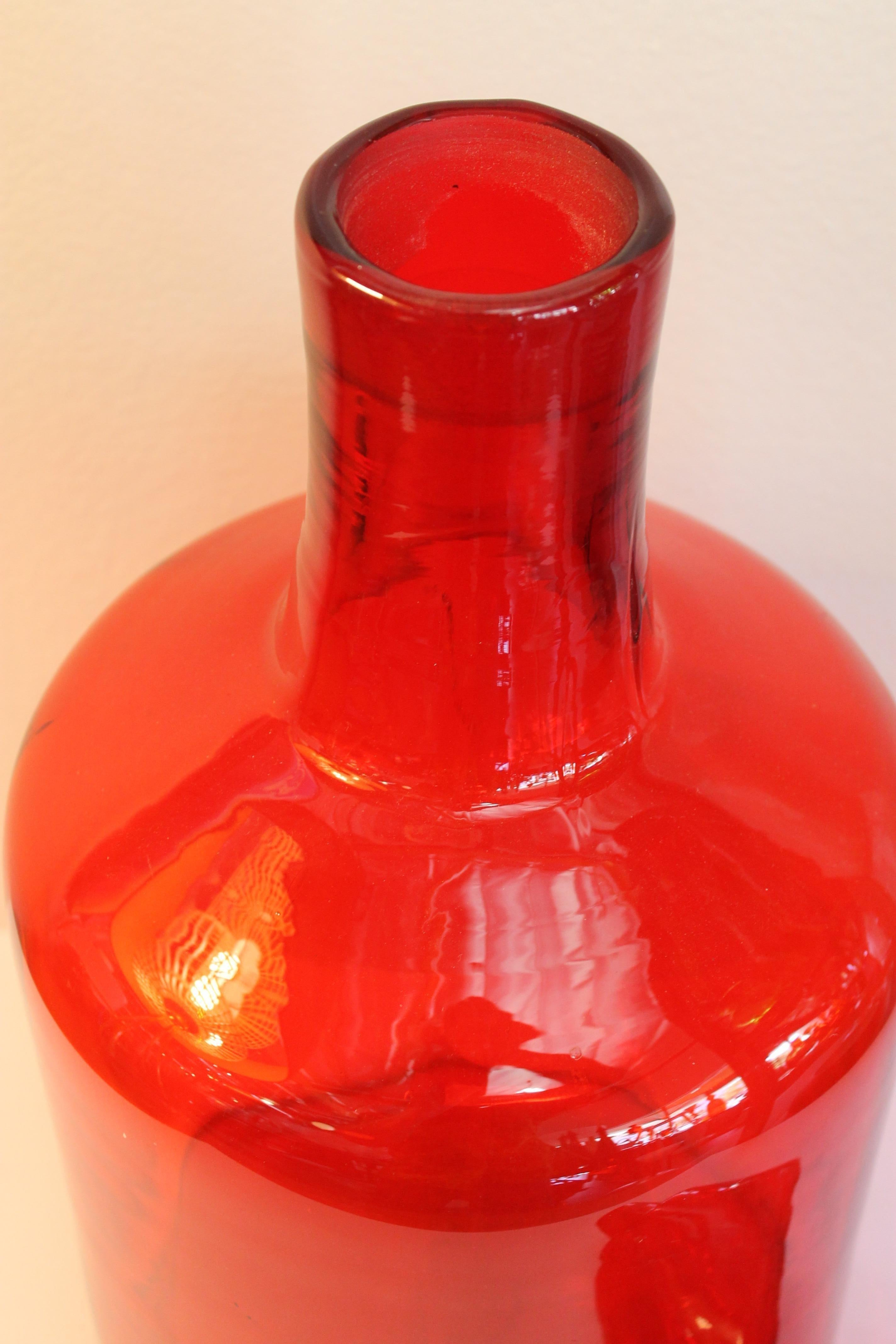 Architectural Glass Blenko Tangerine Vessel / Stopper by Wayne Husted In Good Condition For Sale In Palm Springs, CA