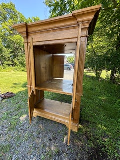 Monumental Blonde Wood Armoire Cabinet
