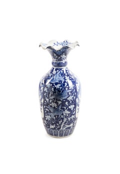 Monumental Blue and White Floor Vase or Dramatic Center Piece