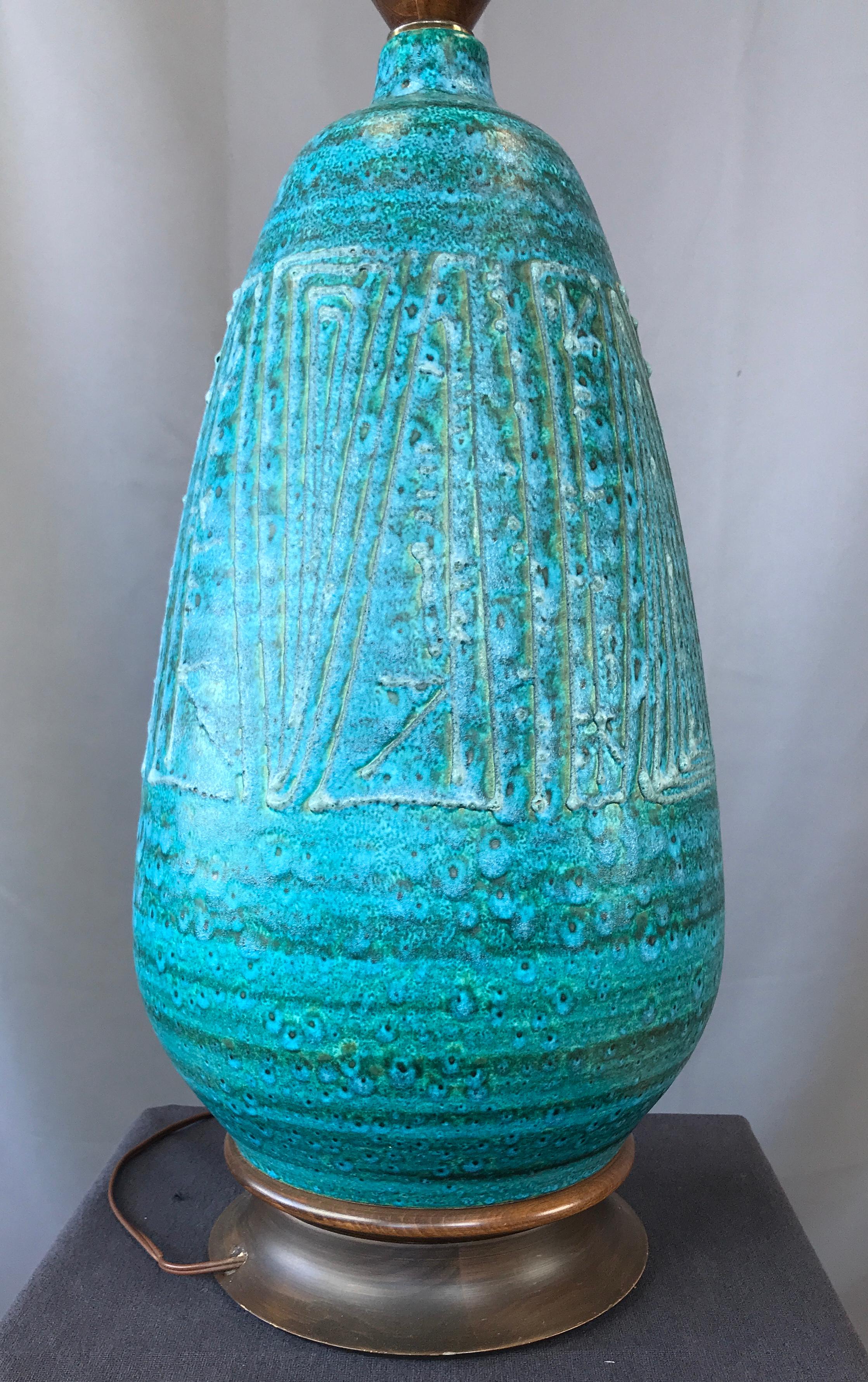 Monumental Blue/Green Ceramic Lamp 4