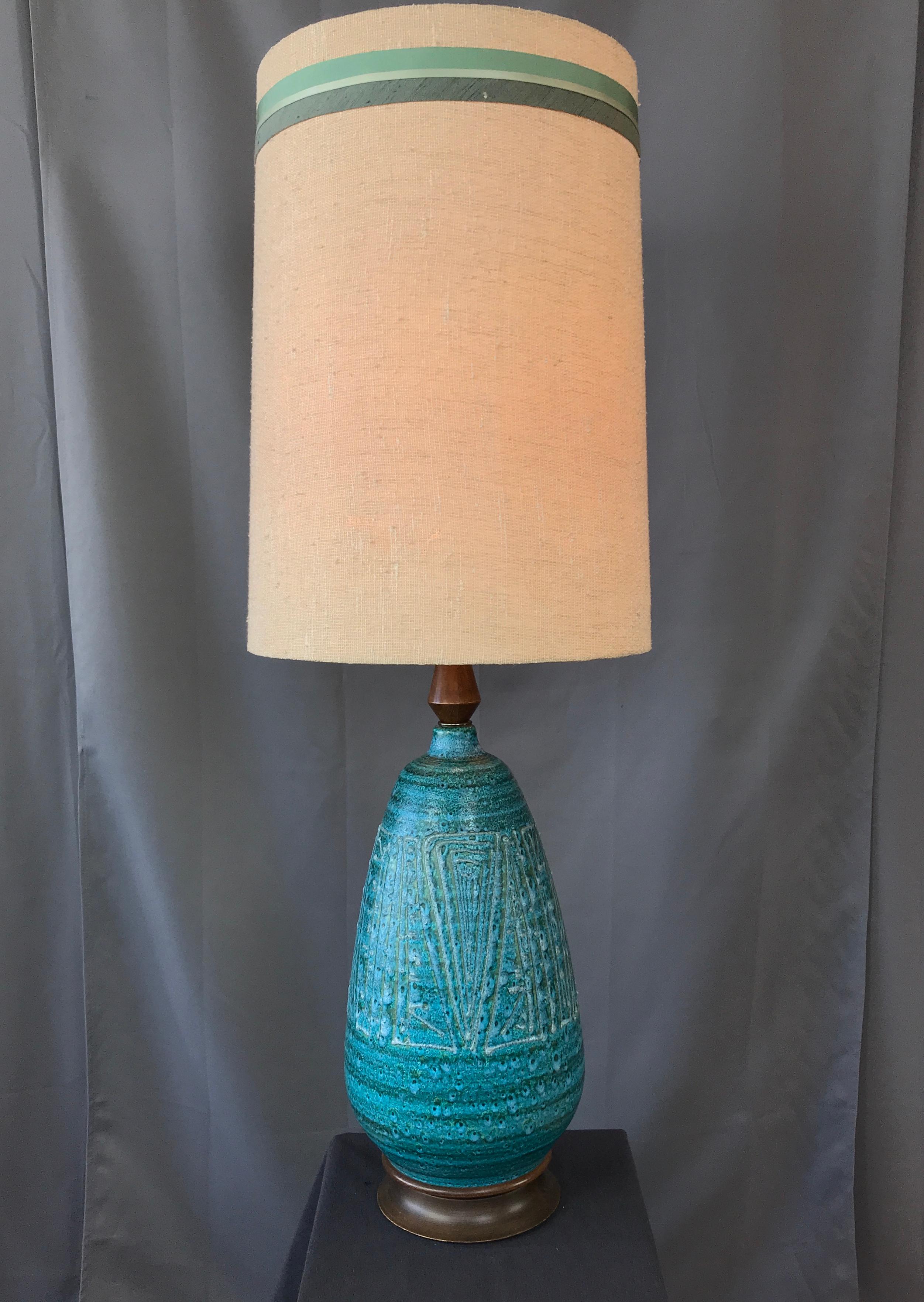 Monumental Blue/Green Ceramic Lamp 8