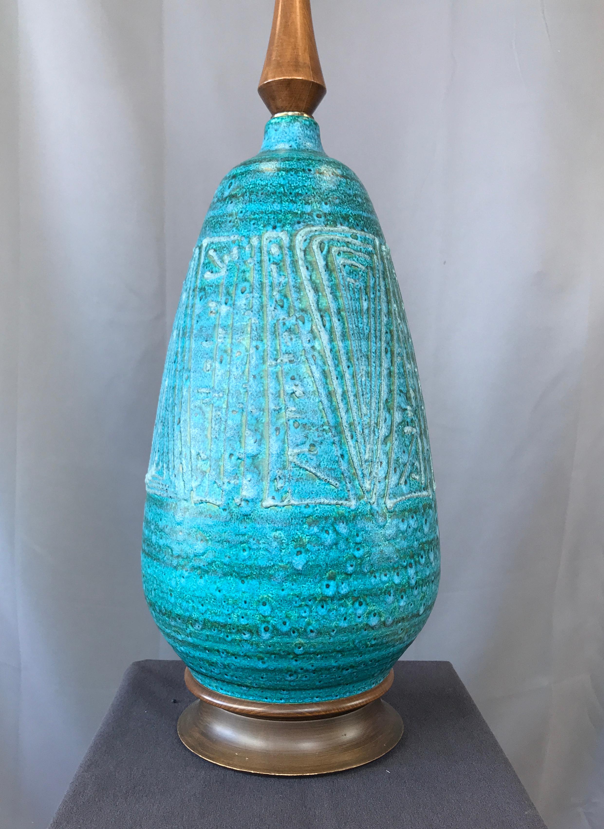 American Monumental Blue/Green Ceramic Lamp