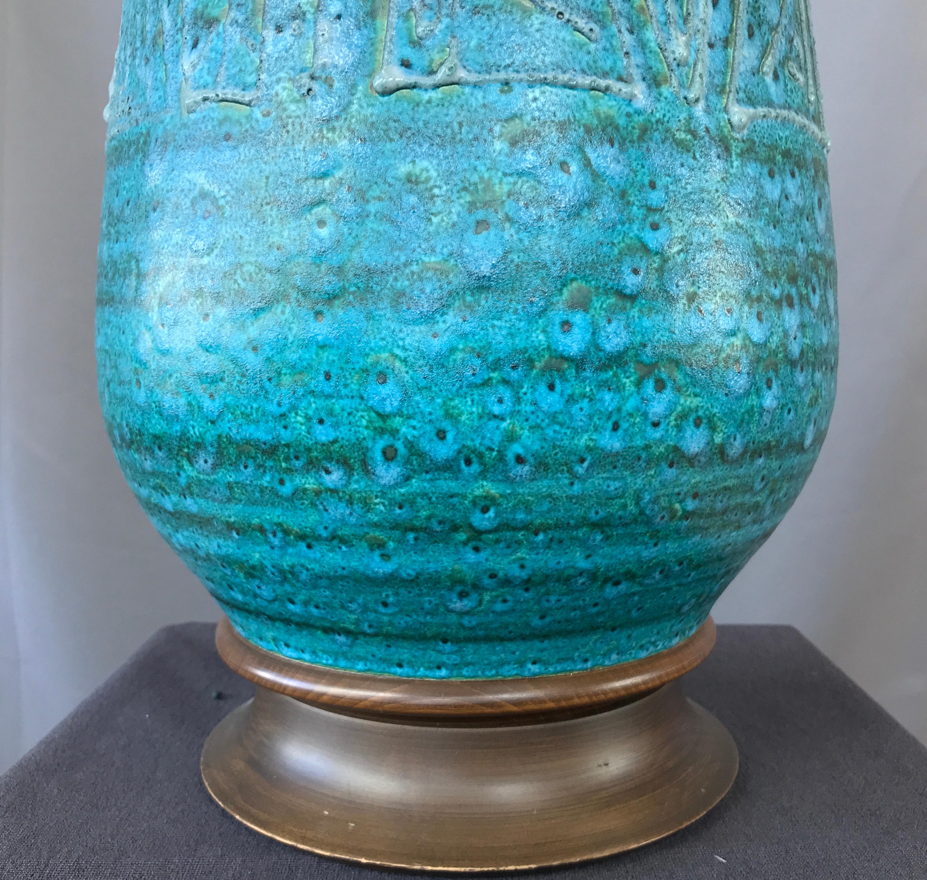 Monumental Blue/Green Ceramic Lamp 1