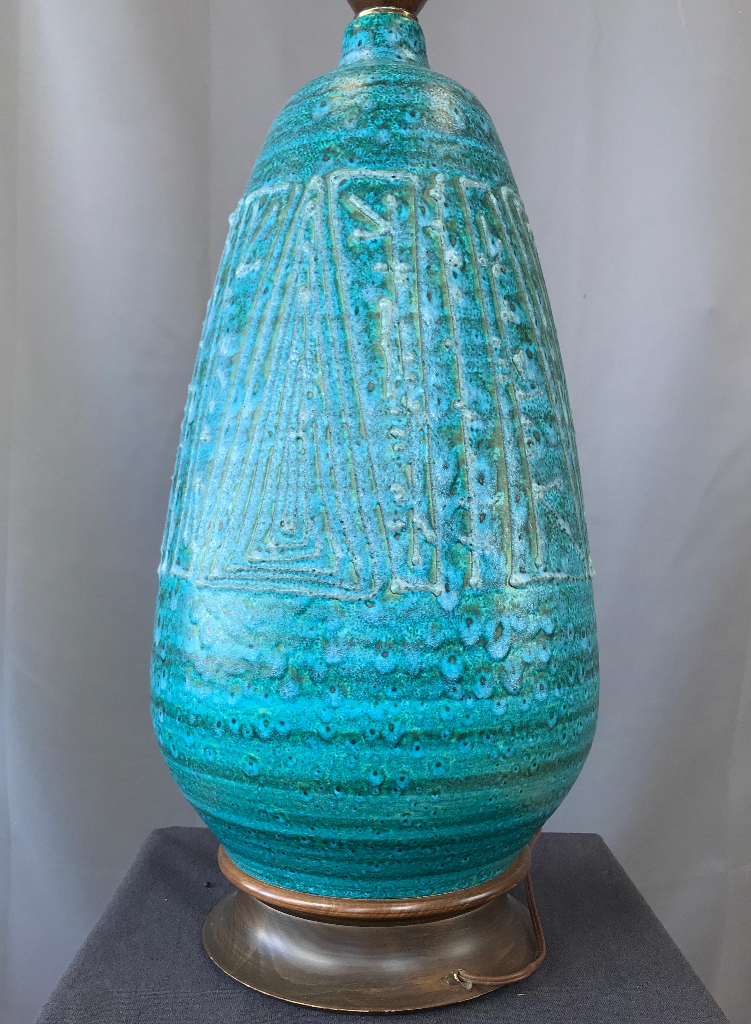Monumental Blue/Green Ceramic Lamp 3