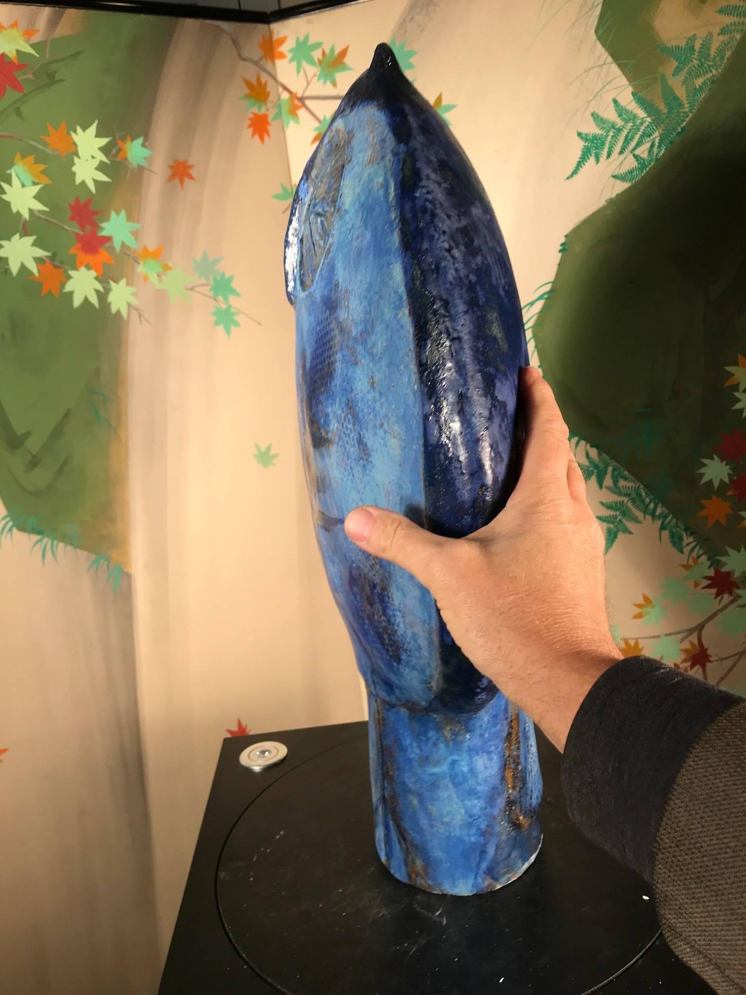20th Century Monumental Blue Iconic Owl Master Designer Eva Fritz-Lindner