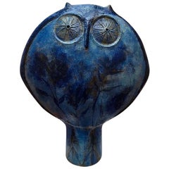 Vintage Monumental Blue Iconic Owl Master Designer Eva Fritz-Lindner