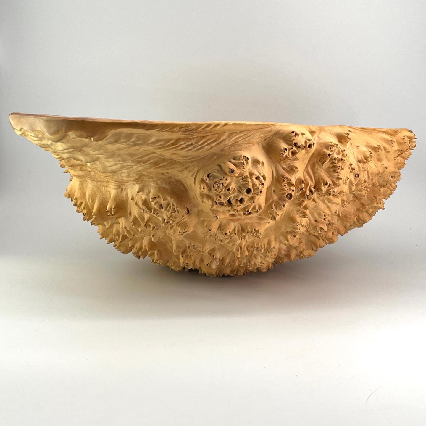 American Monumental Bob Womack Maple Burl Centerpiece Bowl Sculpture Woodworker Craftsman For Sale