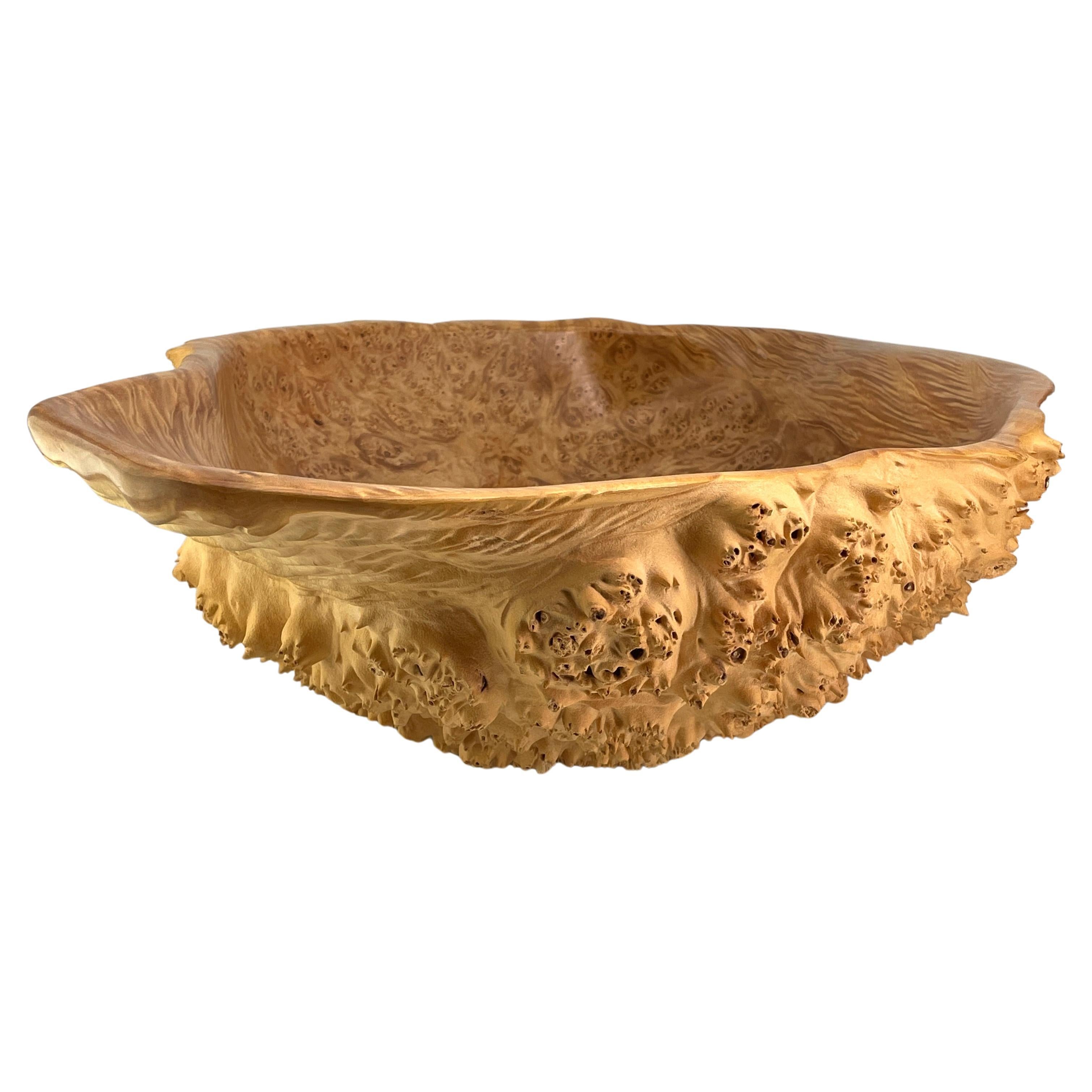 Monumental Bob Womack Maple Burl Centerpiece Bowl Sculpture Woodworker Craftsman en vente