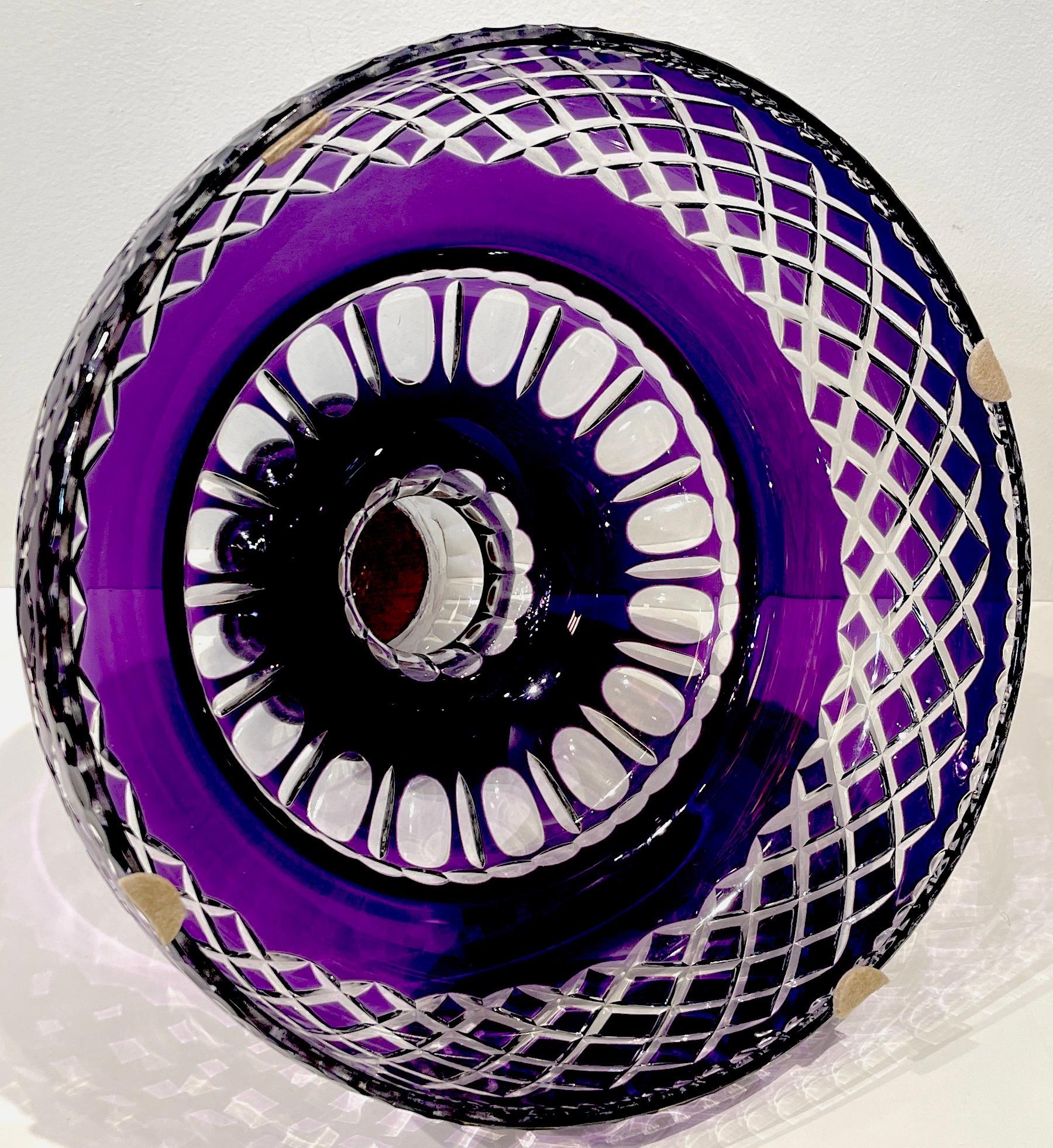 Monumental Bohemian Amethyst Cut to Clear Palace Vase For Sale 12