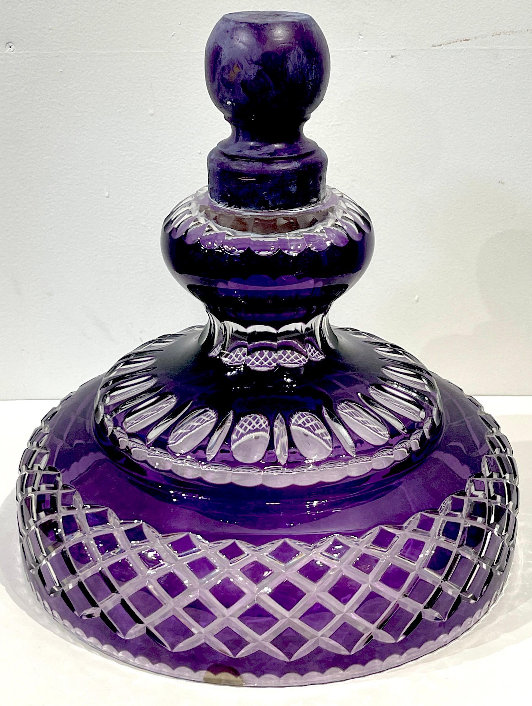 Monumental Bohemian Amethyst Cut to Clear Palace Vase For Sale 11