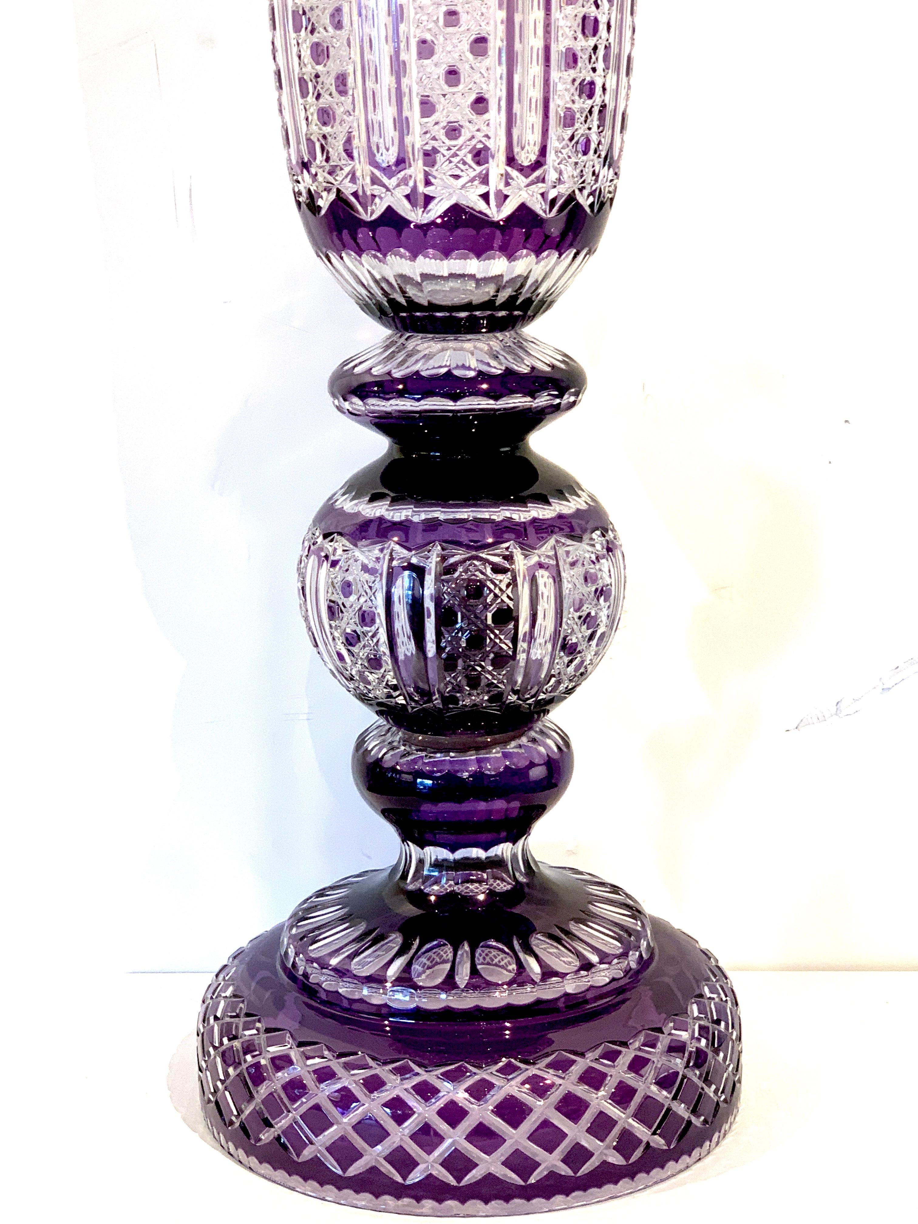 Monumental Bohemian Amethyst Cut to Clear Palace Vase For Sale 2