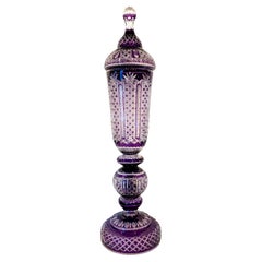 Monumental Bohemian Amethyst Cut to Clear Palace Vase