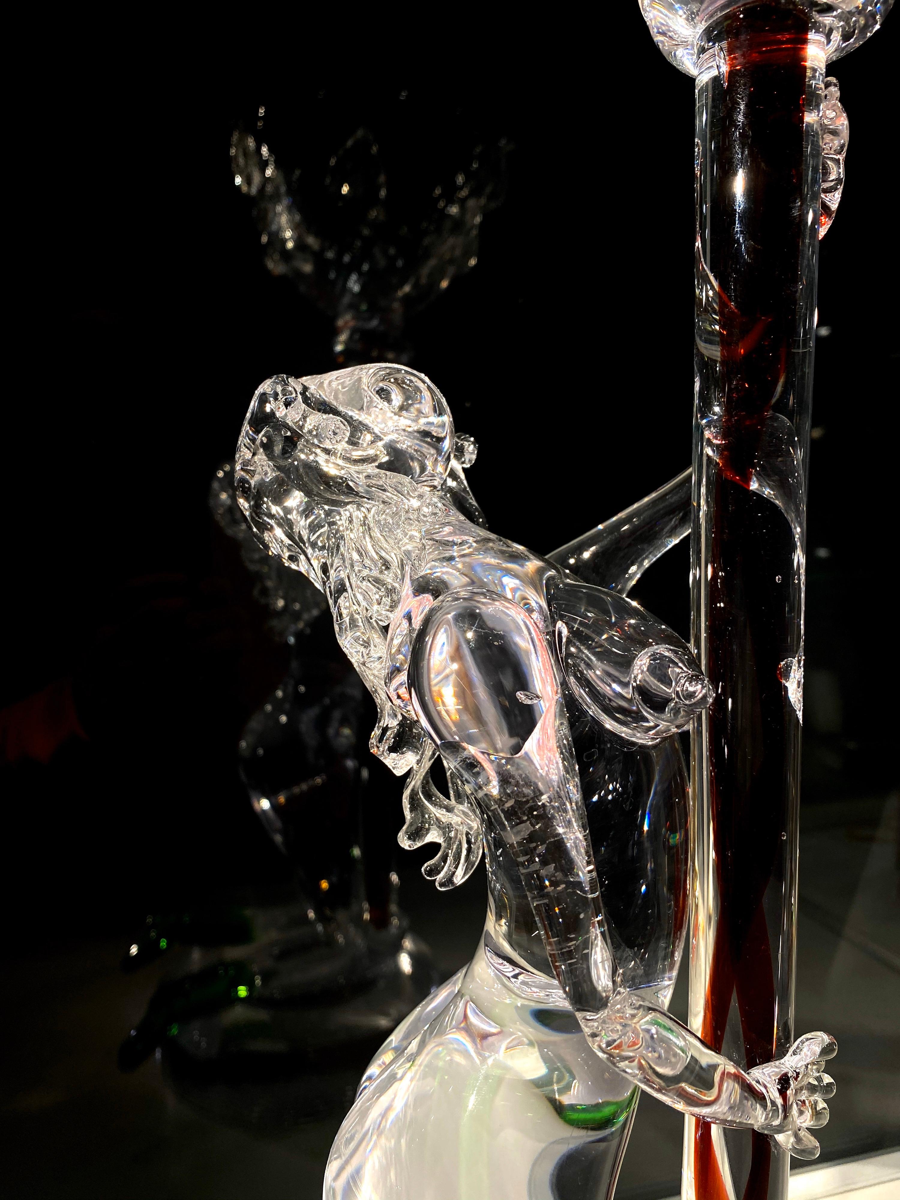 Monumental Bohemian Czech Contemporary Erotic Figural Art Glass Sculpture 3