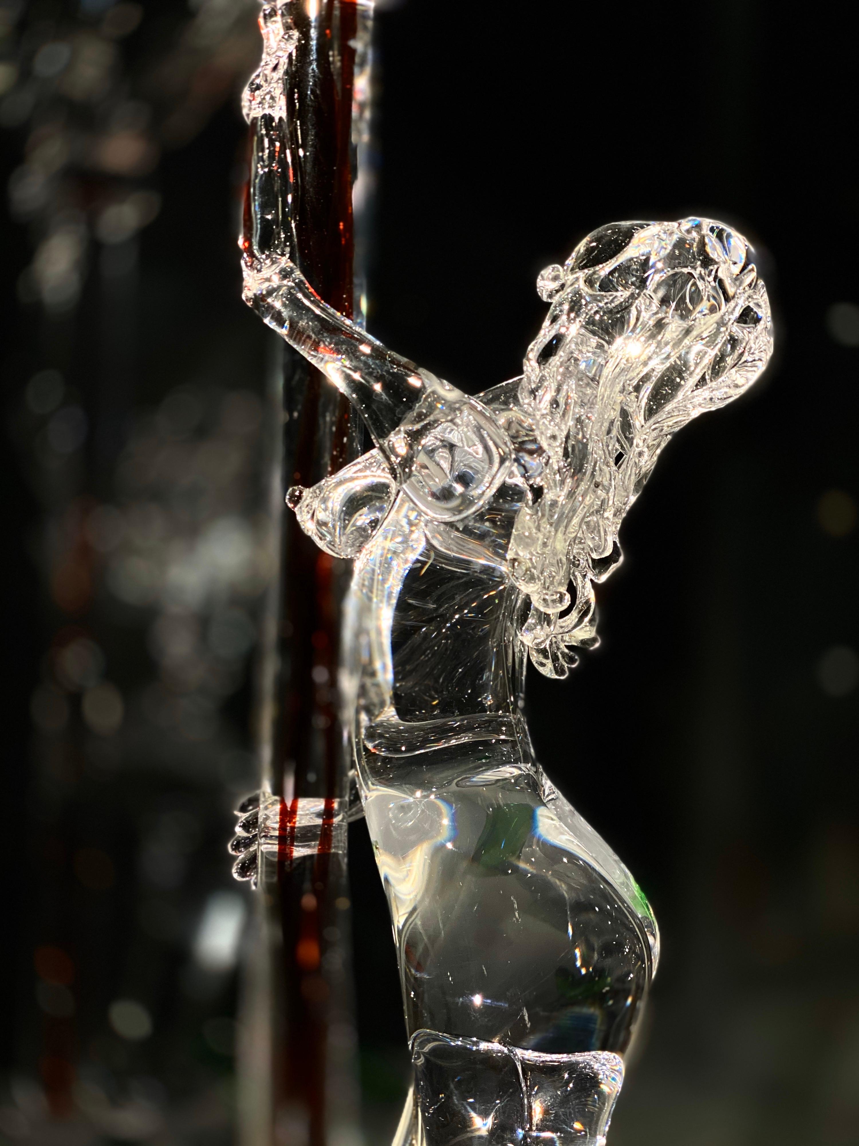 Monumental Bohemian Czech Contemporary Erotic Figural Art Glass Sculpture 2