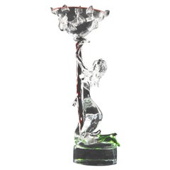 Monumental Bohemian Czech Contemporary Erotic Figural Art Glass Sculpture