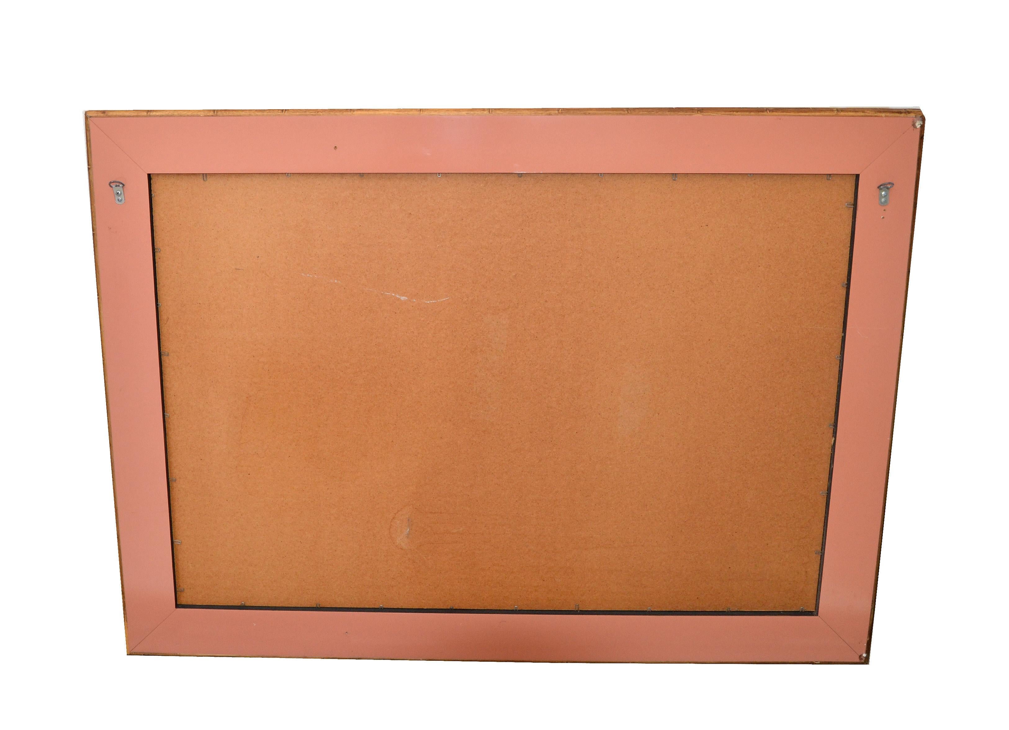 Monumental Bohemian Rectangular Wall Mirror Wood Backing Mid-Century Modern 50s For Sale 5