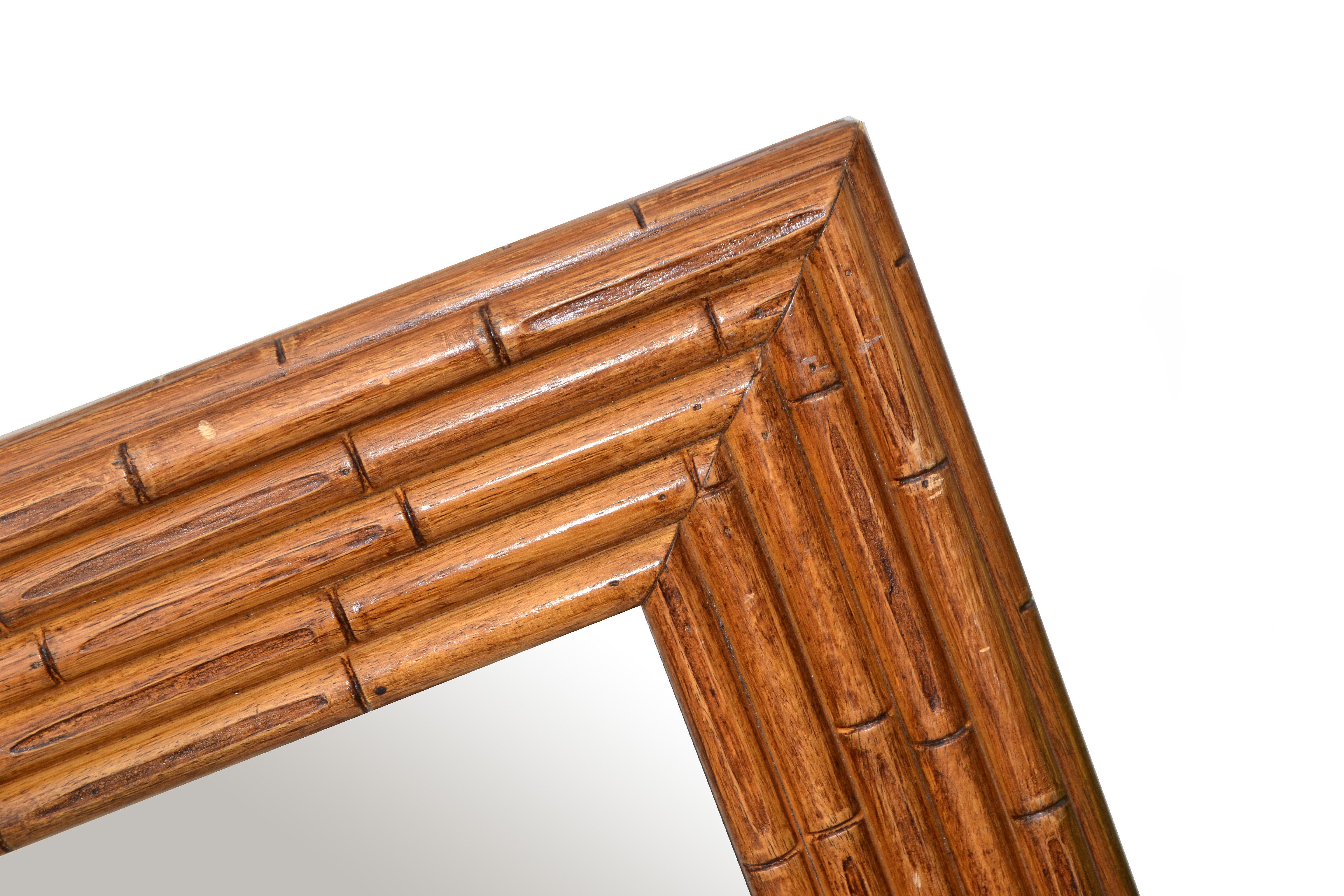20th Century Monumental Bohemian Rectangular Wall Mirror Wood Backing Mid-Century Modern 50s For Sale