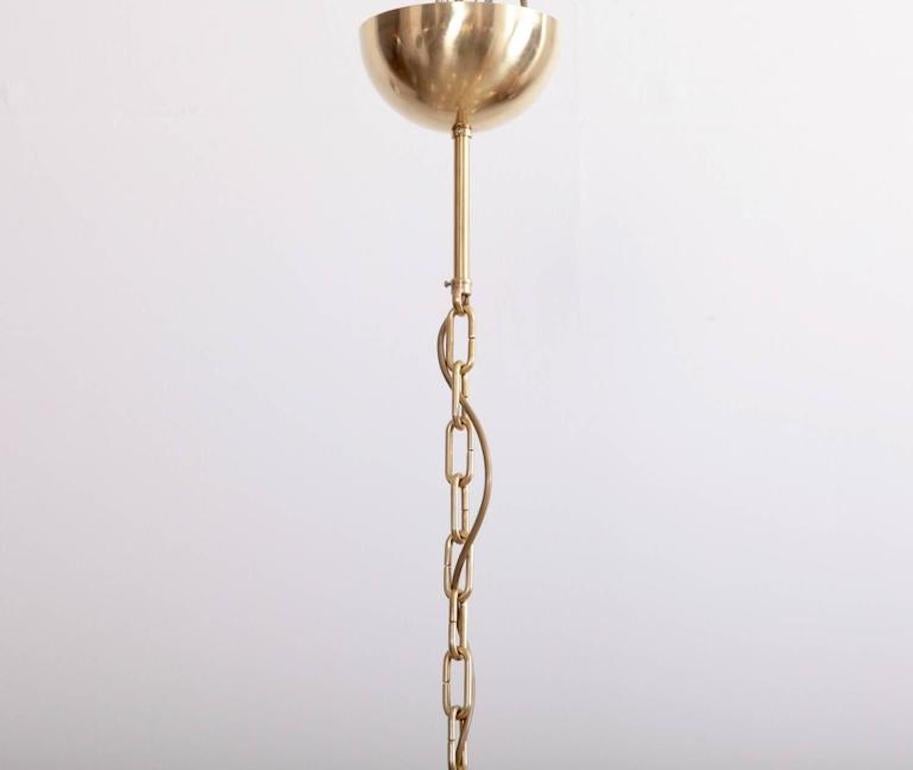 Mid-Century Modern Monumental Brass and Glass Chandelier, Italy For Sale