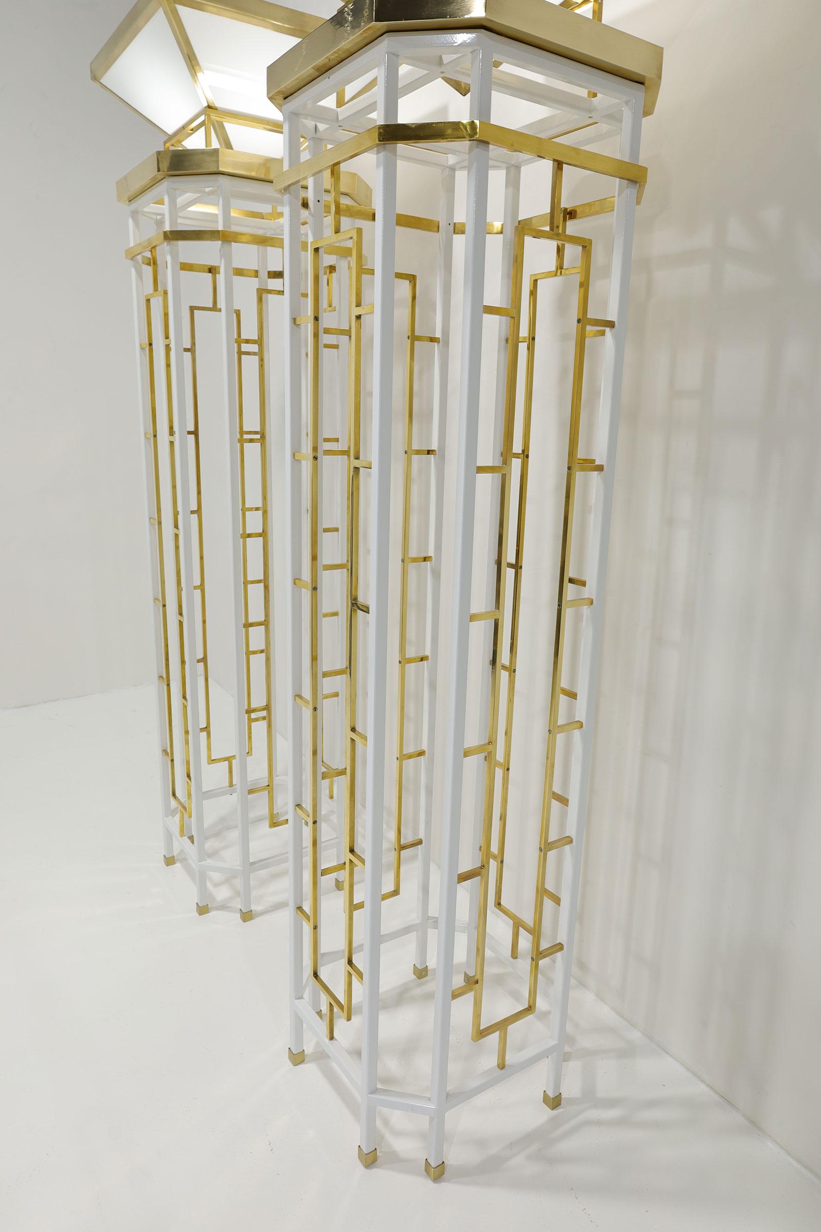 Monumental Brass and Metal Torchieres In Good Condition For Sale In Dallas, TX