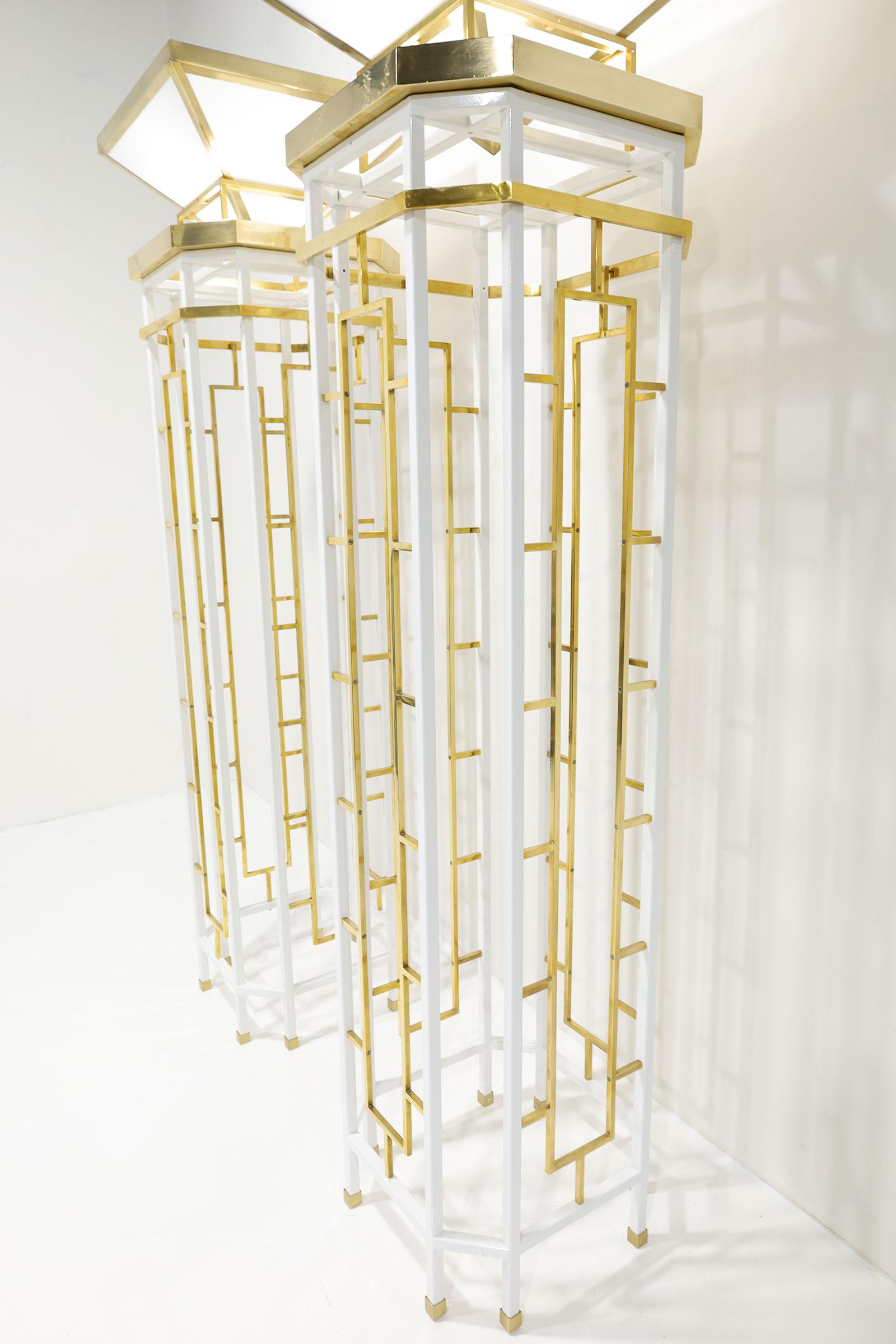 20th Century Monumental Brass and Metal Torchieres For Sale