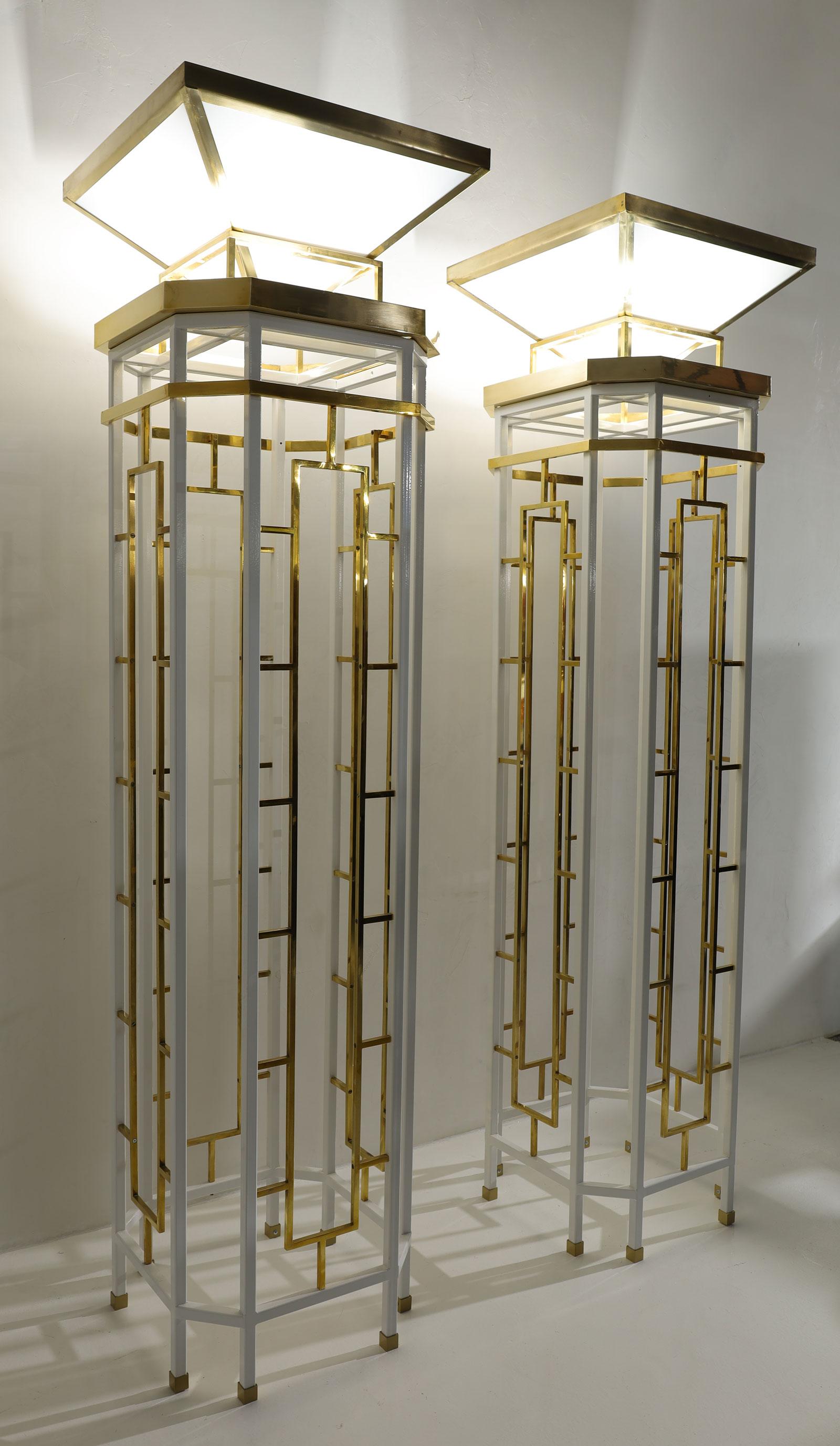 Monumental Brass and Metal Torchieres For Sale 1