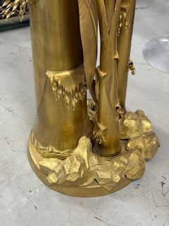 Monumentale Bananenblattpalme aus Messing, zugeschrieben Maison Jansen, um 1970