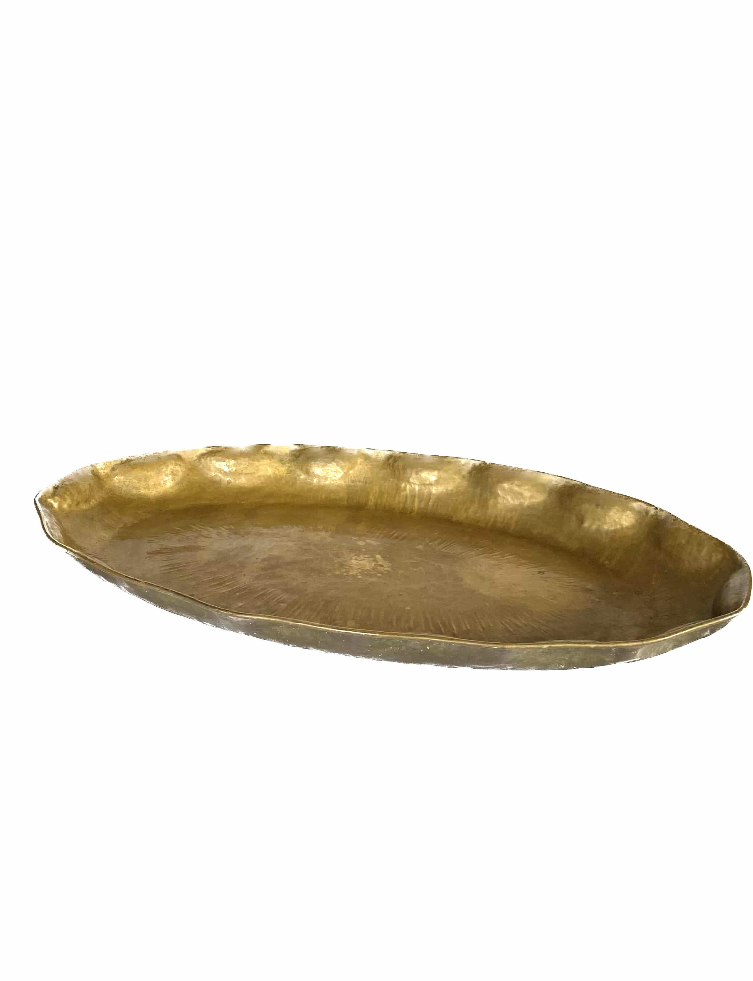 Brass Monumental brass centerpiece / tray, Italy 1970s For Sale
